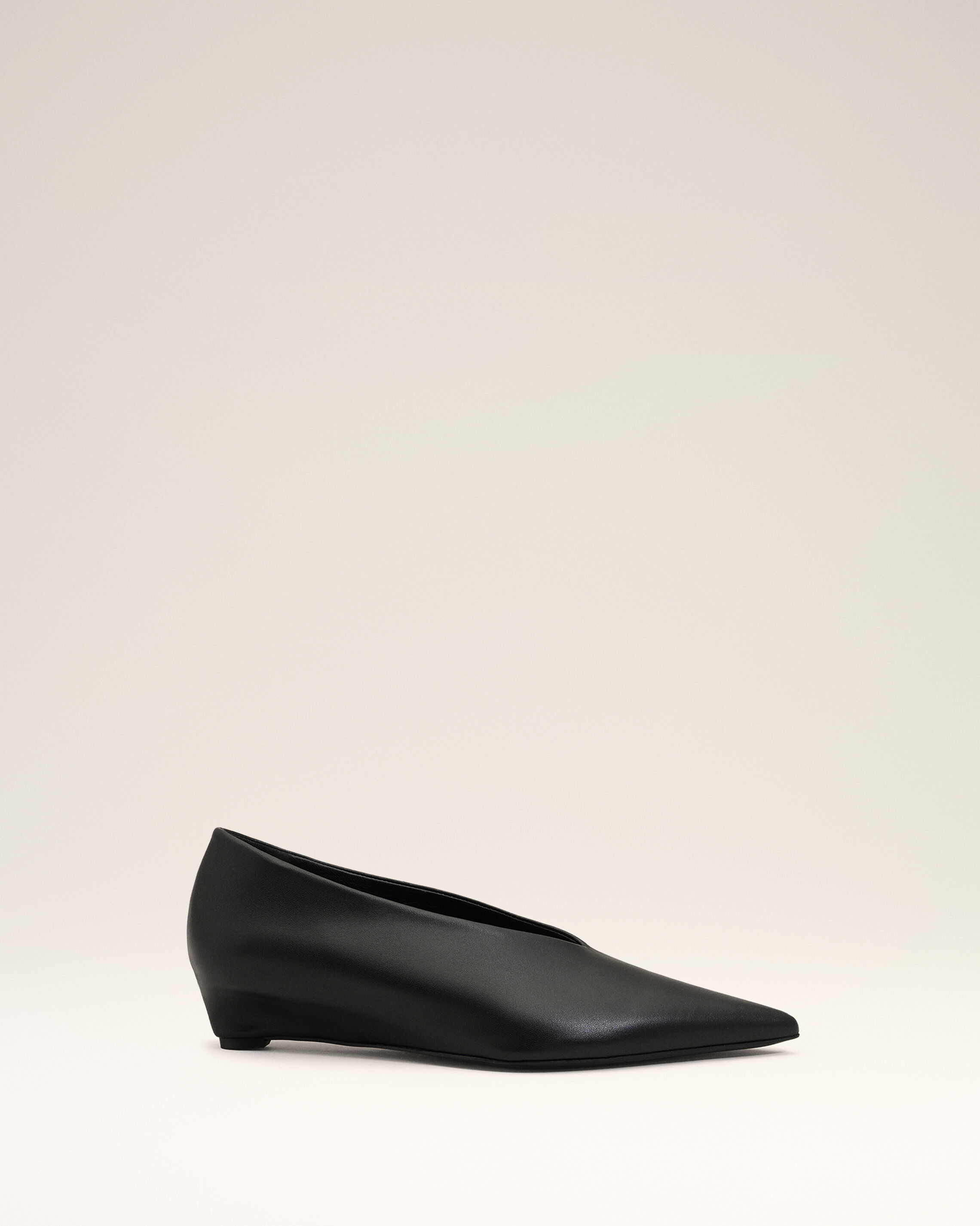 Ami Paris - Black Lamb Leather Pointed Toe Wedge Pump Black - 37 - For Size 37 Leather,Leather Women's
