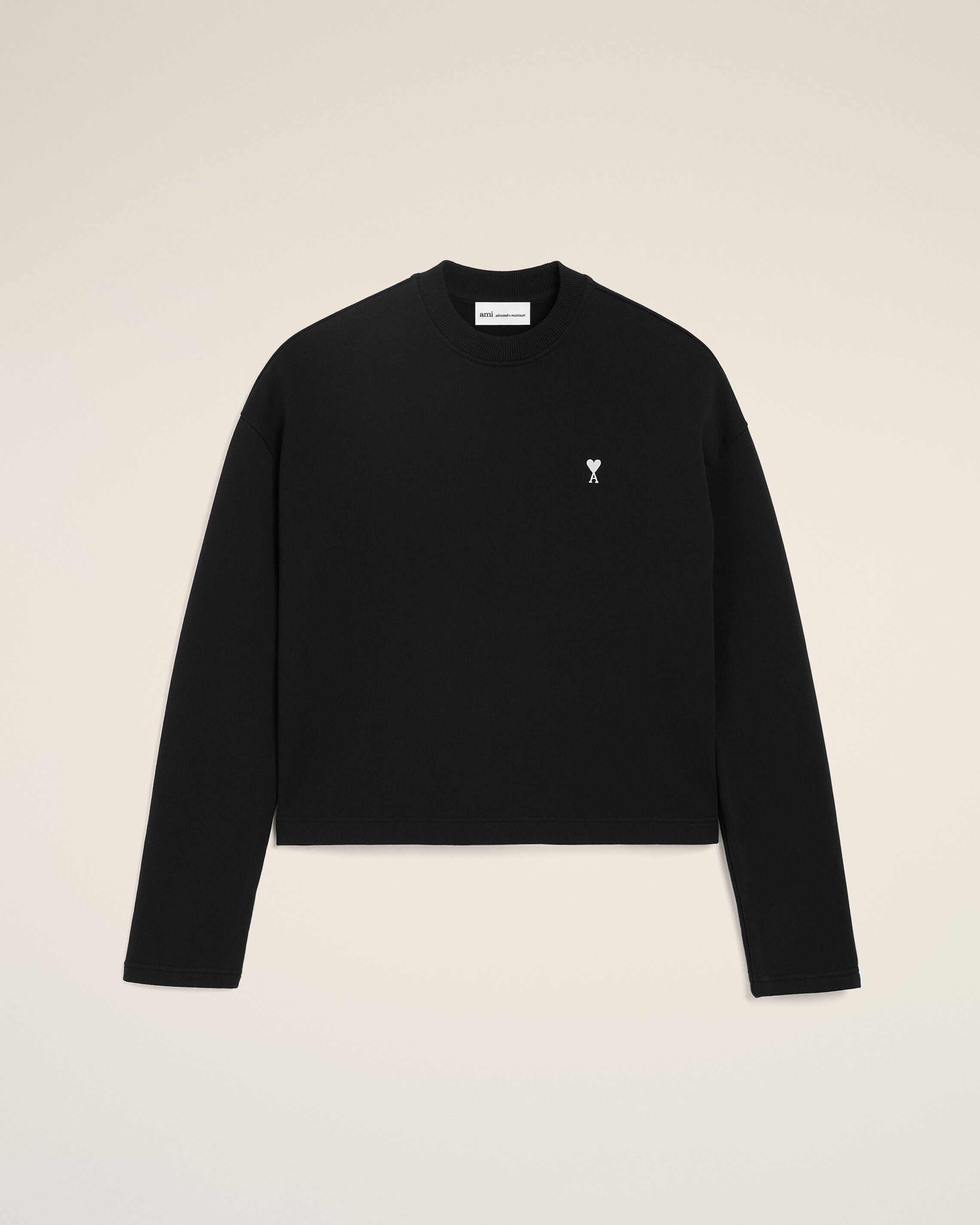 Ami Paris - Black Cotton Ami De Coeur Cropped Sweatshirt Black - For Small Mainmaterial:cotton Rib:cotton/Elastane,Mainmaterial:cotton Rib:cotton/Elastane Women's