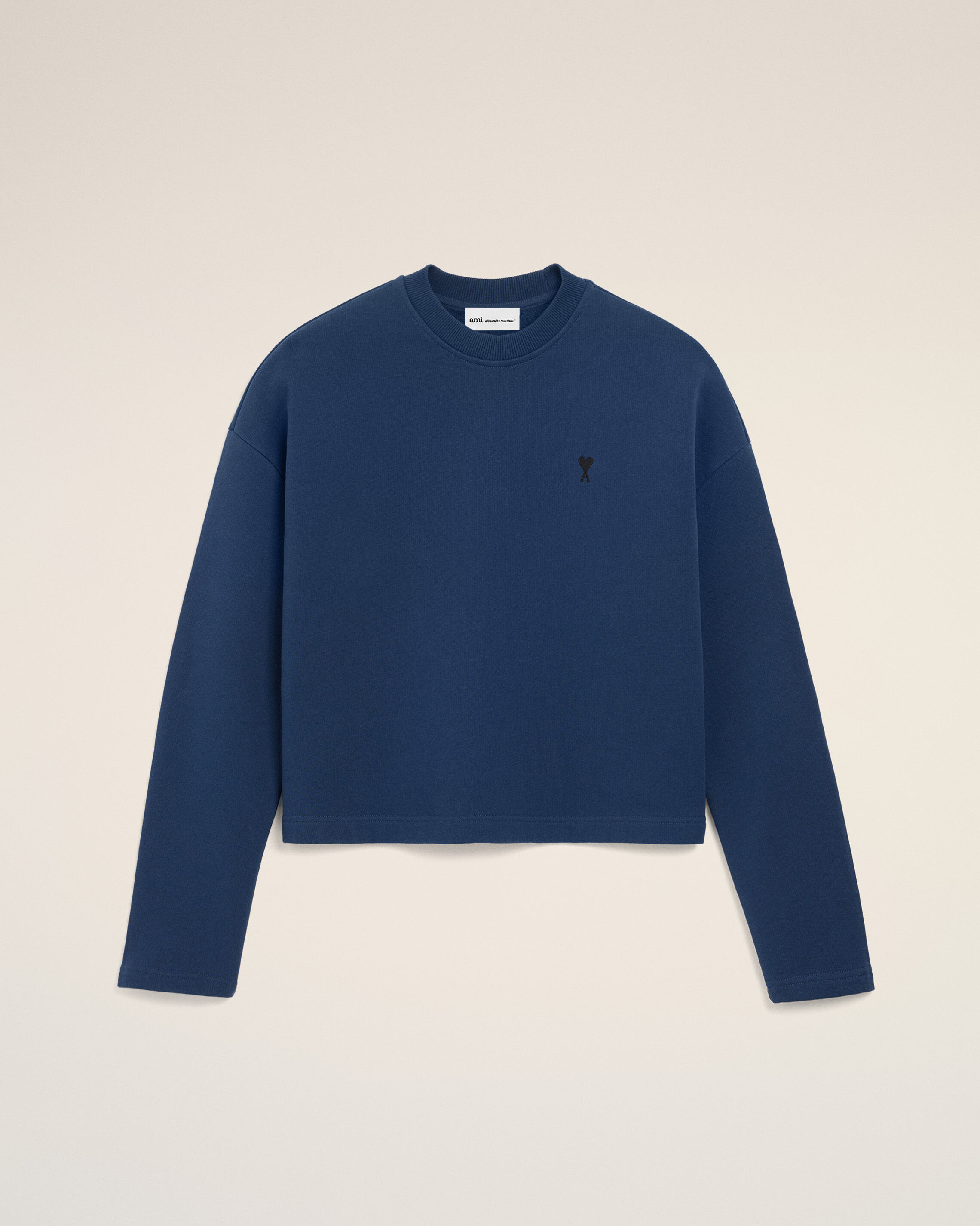 Ami Paris - Blue Cotton Ami De Coeur Cropped Sweatshirt Blue - For Small Mainmaterial:cotton Rib:cotton/Elastane,Mainmaterial:cotton Rib:cotton/Elastane Women's