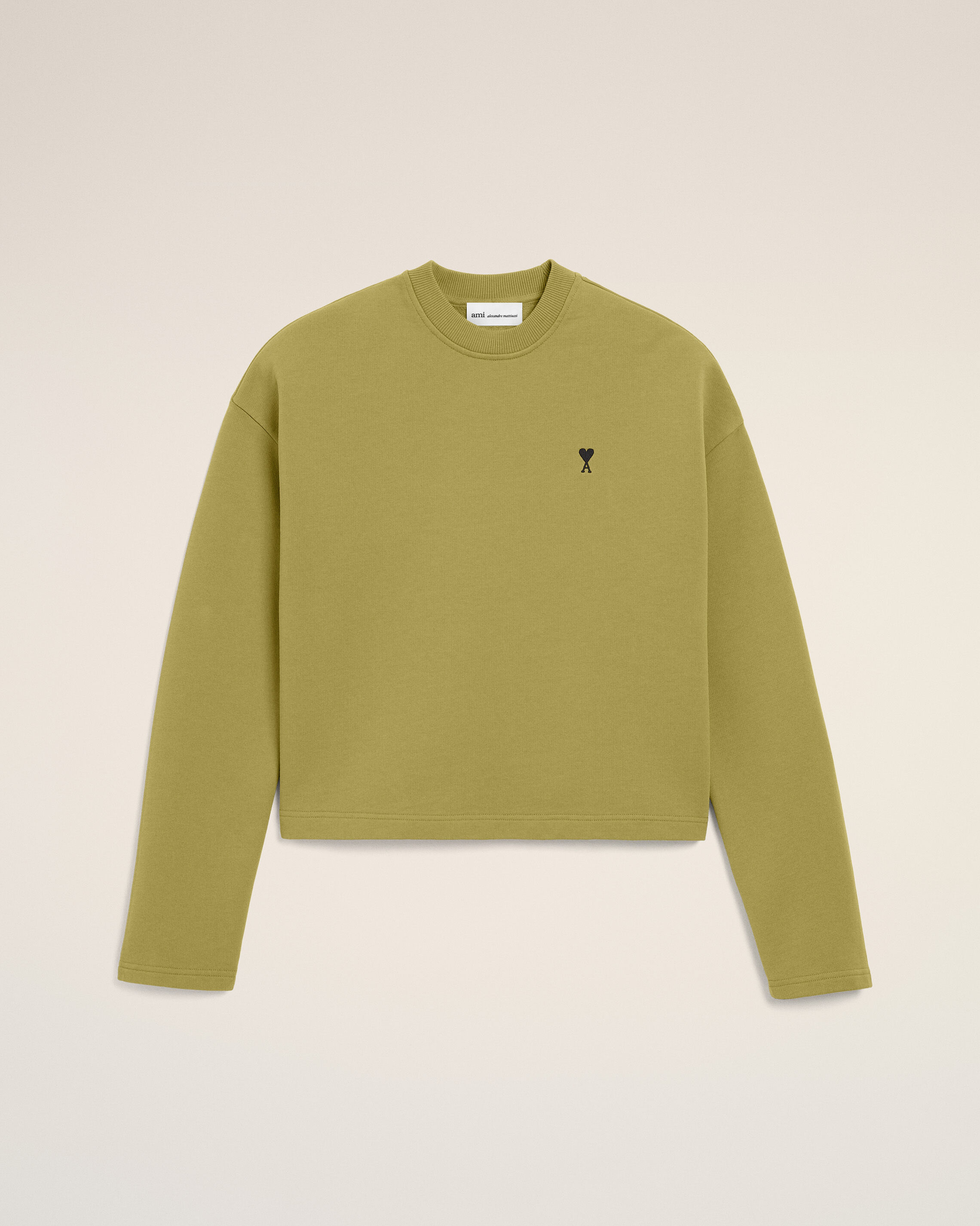 Ami Paris - Green Cotton Ami De Coeur Cropped Sweatshirt Green - For Small Mainmaterial:cotton Rib:cotton/Elastane,Mainmaterial:cotton Rib:cotton/Elastane Women's
