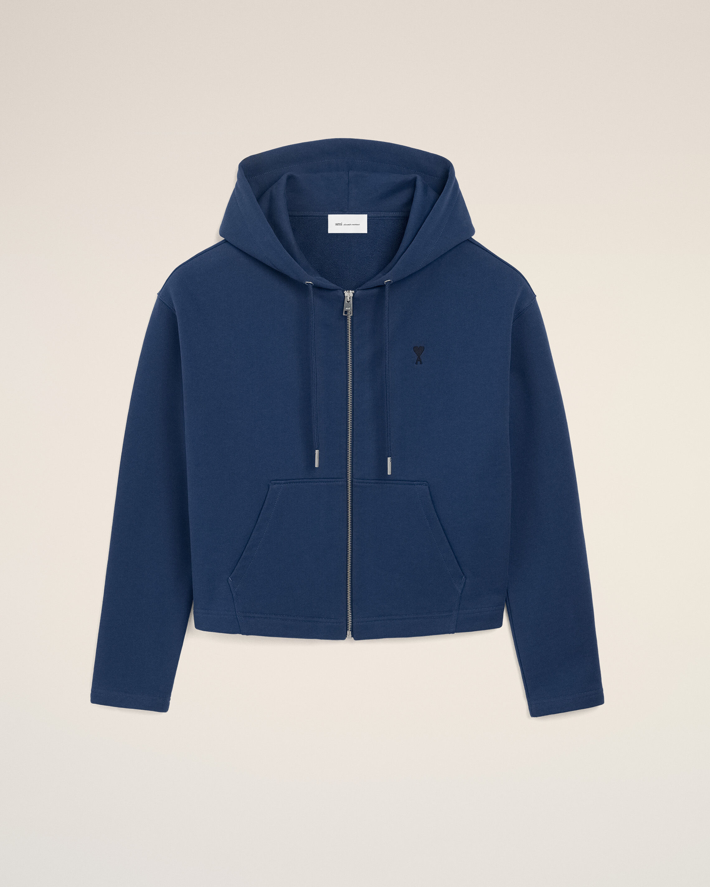 Ami Paris - Blue Cotton Ami De Coeur Zipped Hoodie Blue - For Extra Small Mainmaterial:cotton,Mainmaterial:cotton Women's