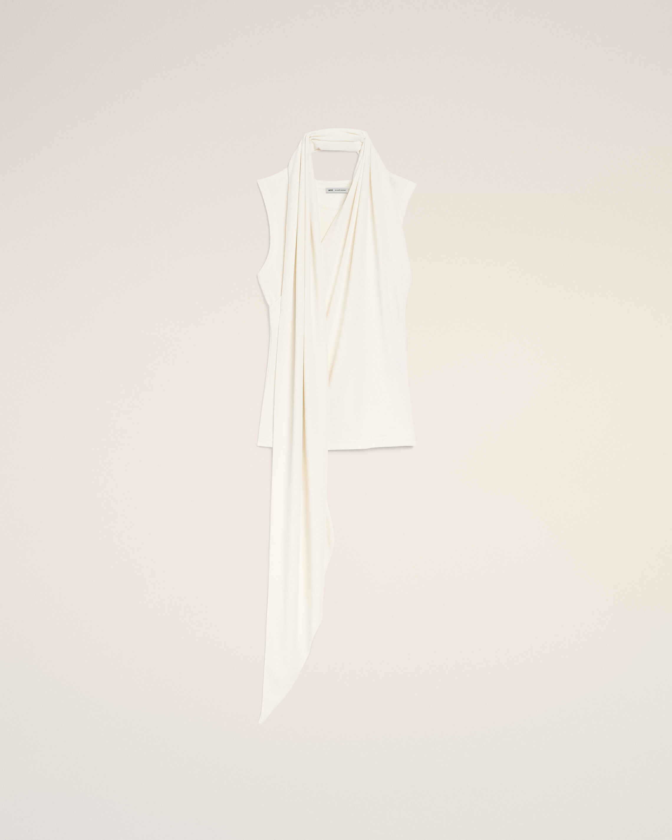 Ami Paris - White Jersey Sleeveless Lavalliere Top White - For Medium Mainmaterial:viscose/Polyamide,Mainmaterial:viscose/Polyamide Women's