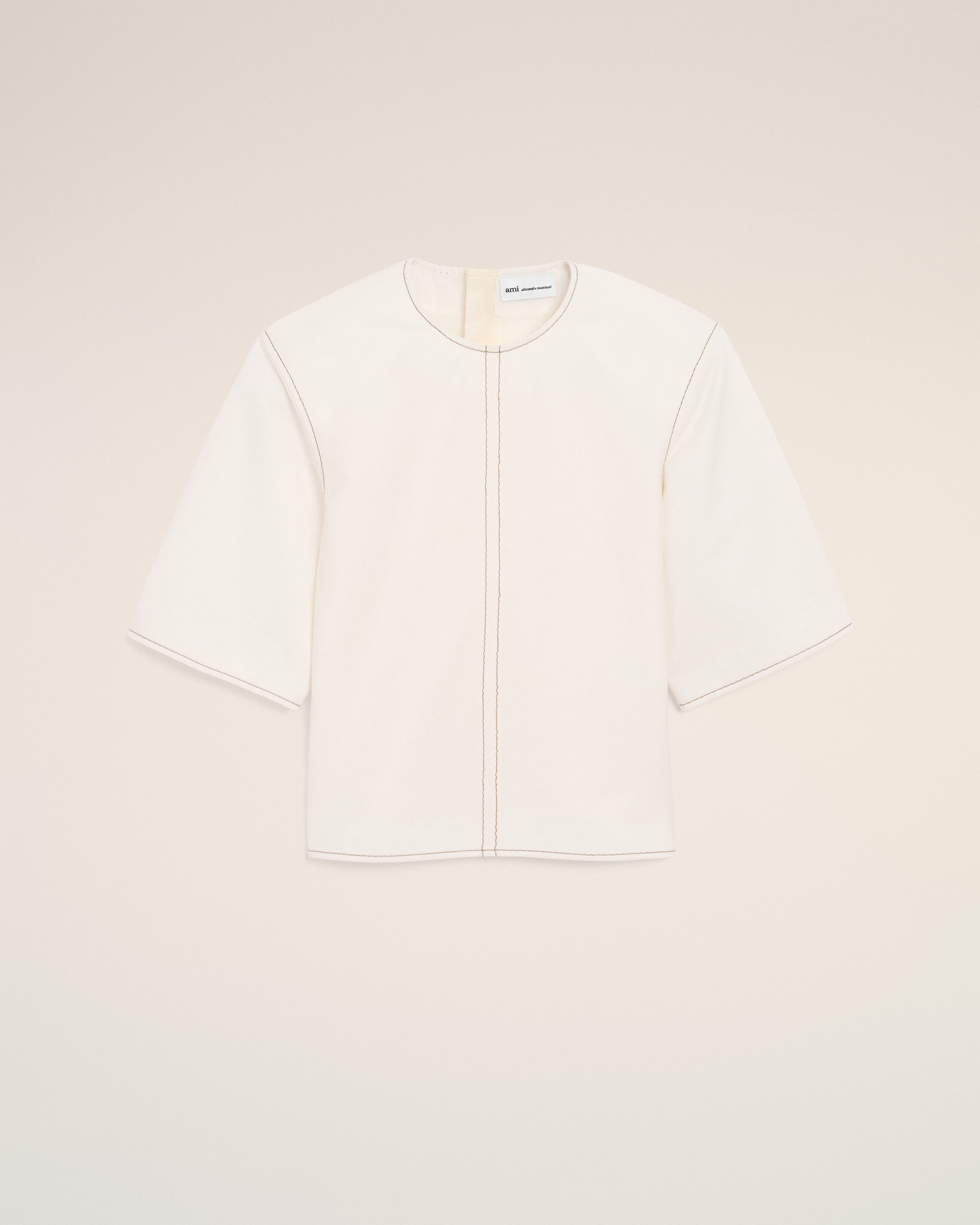 Ami Paris - White Cotton Short Sleeves Fitted Top White - 34 - For Size 34 Mainmaterial:cotton Mainlining:acetate/Cupro,Mainmaterial:cotton Mainlining:acetate/Cupro Women's