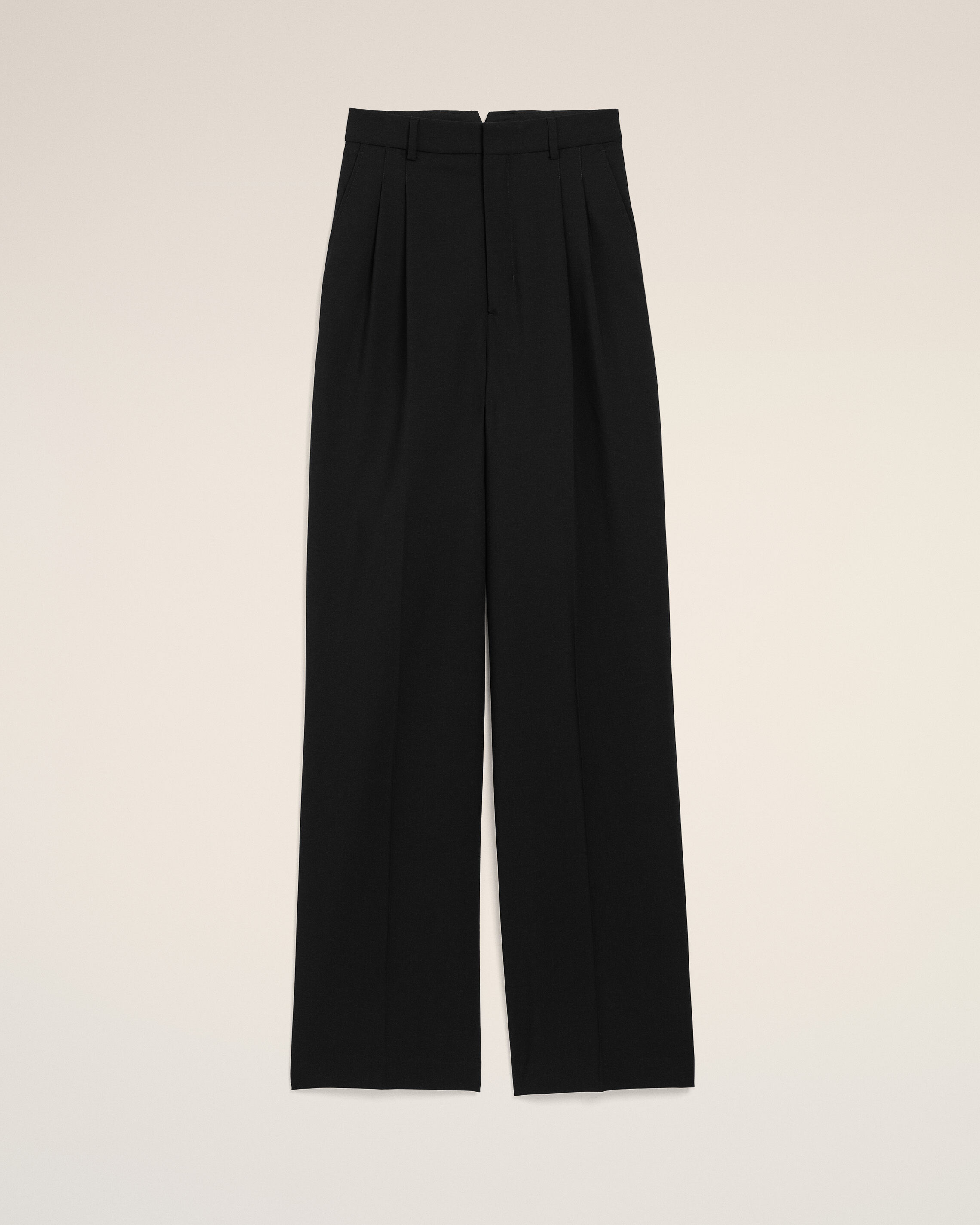 Ami Paris - Black New Wool High Waist Wide Trousers Black - 38 - For Women