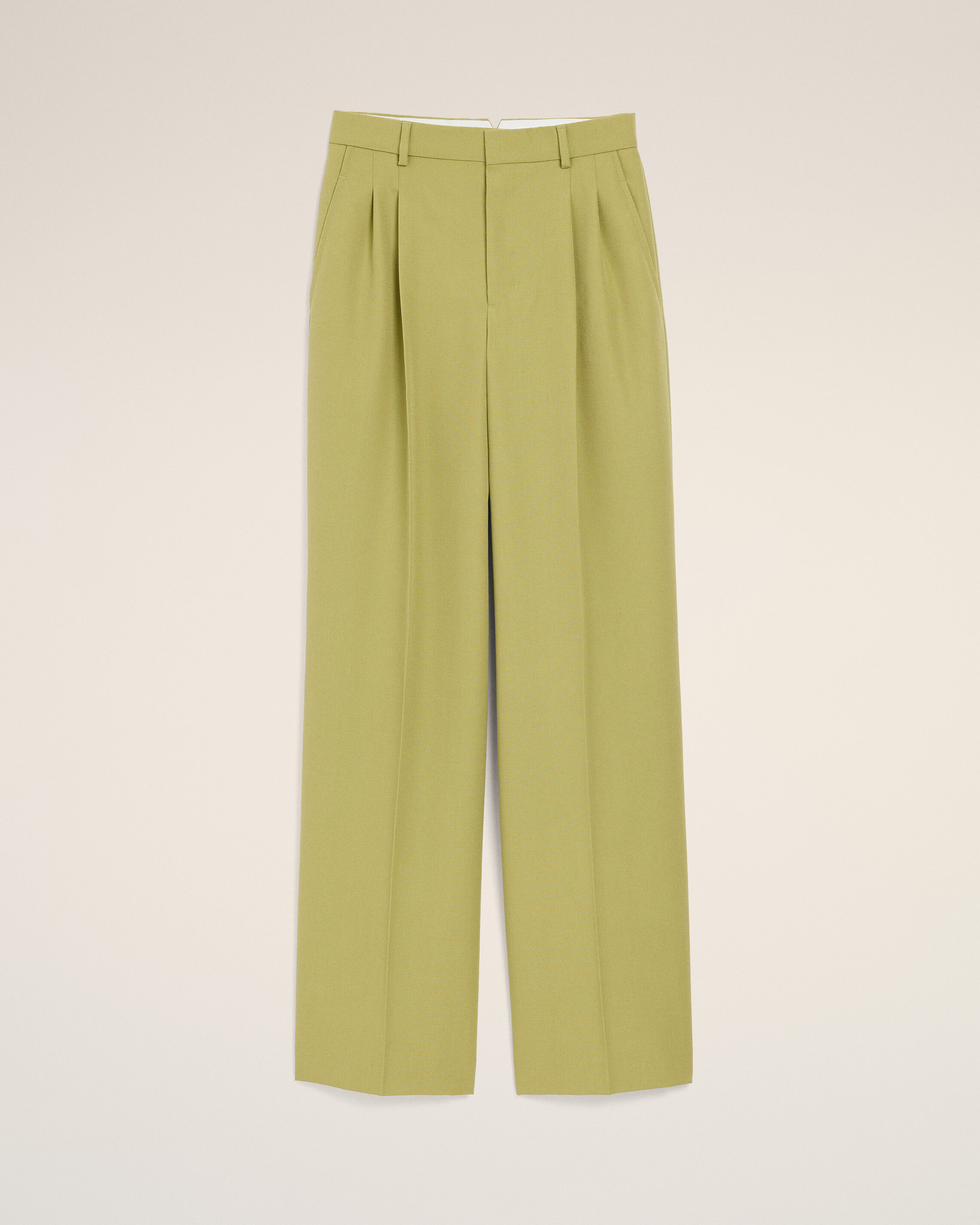 Ami Paris - Green New Wool Low Waist Wide Trousers Green - 40 - For Women
