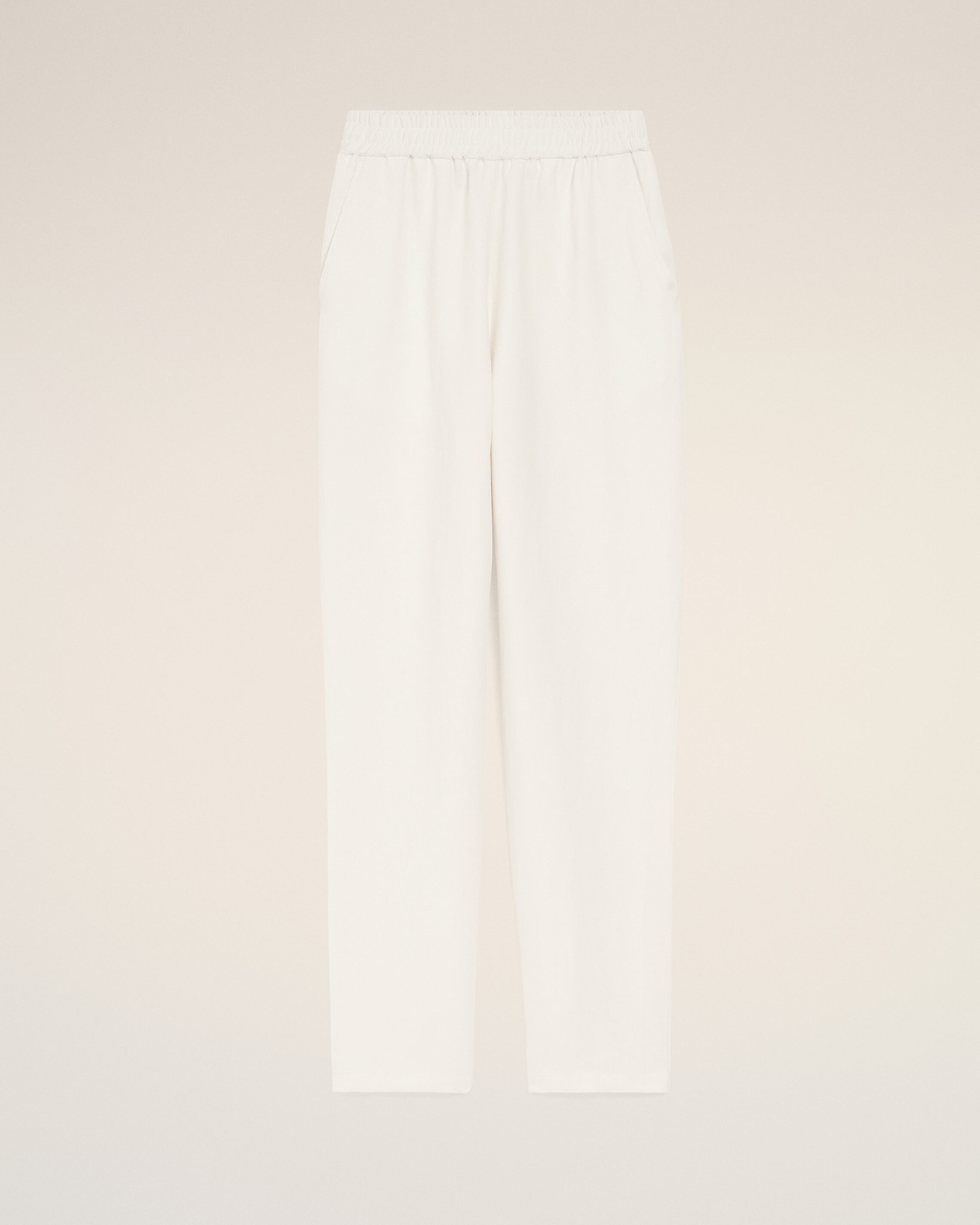 Ami Paris - White Blended Linen Elasticated Waist Trousers White - Xl - For Women
