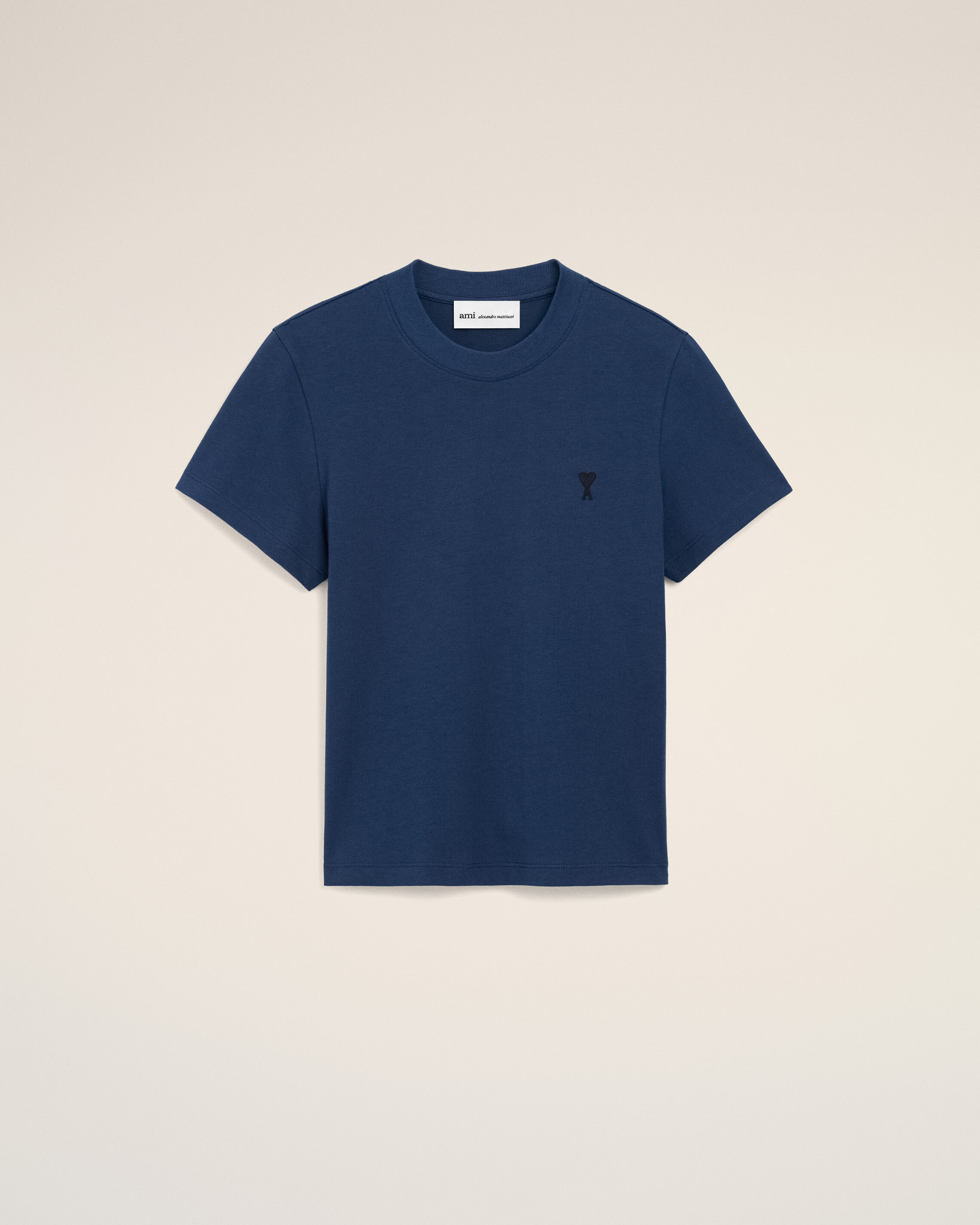 Ami Paris - Blue Cotton Ami De Coeur Cropped T-Shirt Blue - For Medium Mainmaterial:cotton Rib:cotton,Mainmaterial:cotton Rib:cotton Women's