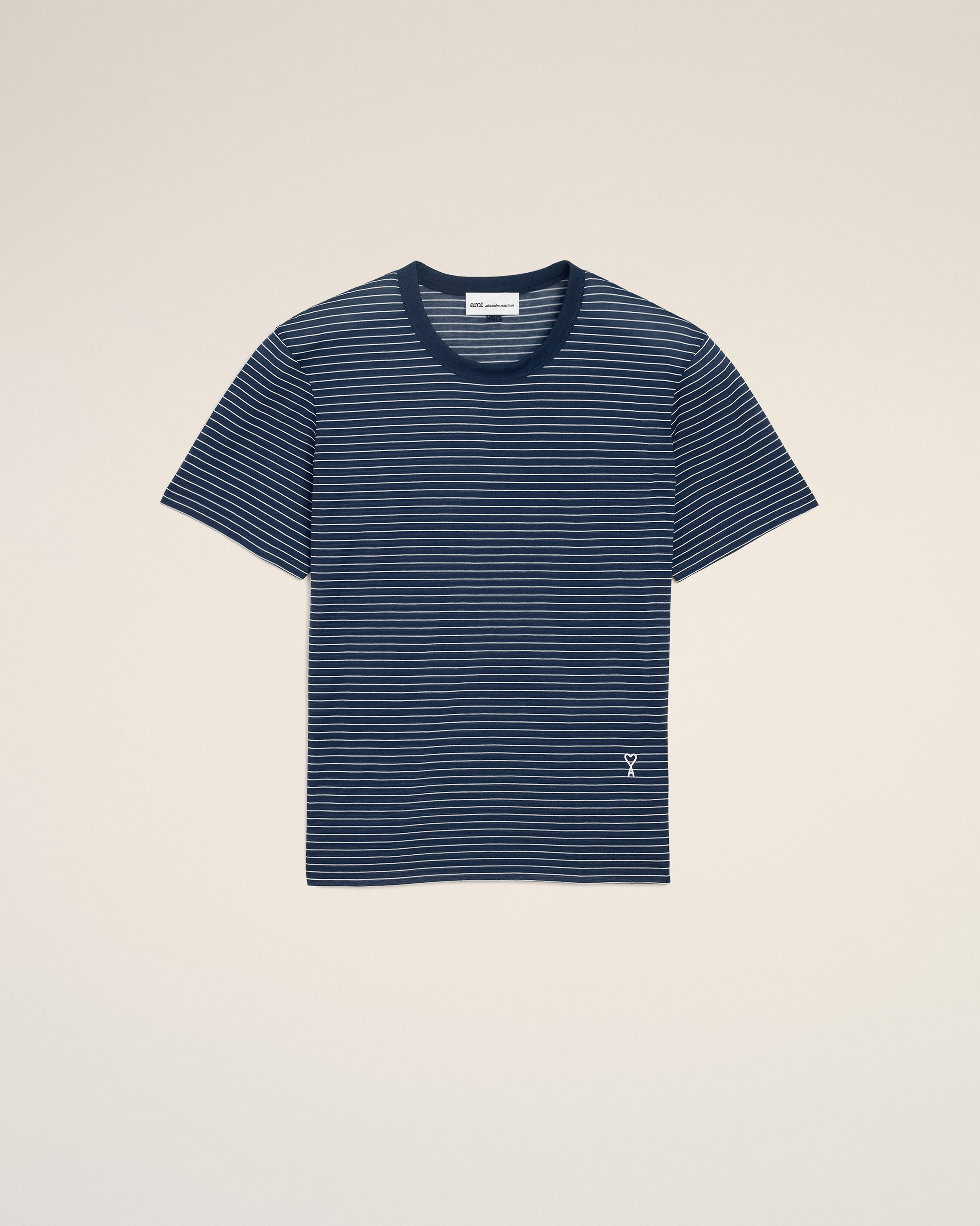 Ami Paris - Blue Striped Cotton Ami De Coeur T-Shirt Blue - For Medium Mainmaterial:cotton,Mainmaterial:cotton Women's