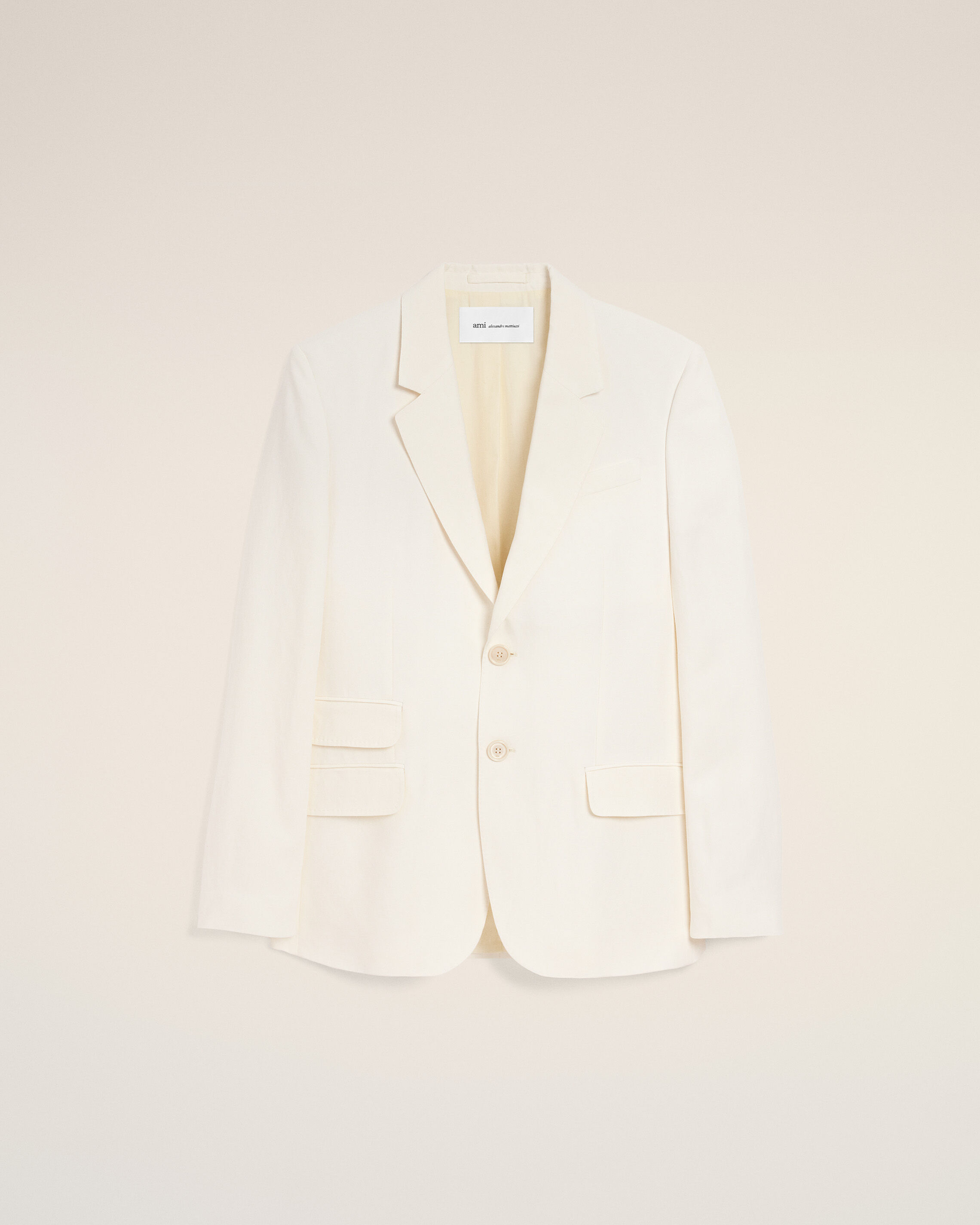 Ami Paris - White Blended Linen Single Breasted Straight Jacket White - 48 - For Size 48 Mainmaterial:viscose/Linen Mainlining:polyester/Cotton Sleeveslining:polyester/Cotton Sleeveslining:acetate/Viscose/Polyester,Mainmaterial:viscose/Linen Mainlining:polyester/Cotton Sleeveslining:polyester/Cotton Sleeveslining:acetate/Viscose/Polyester Men's