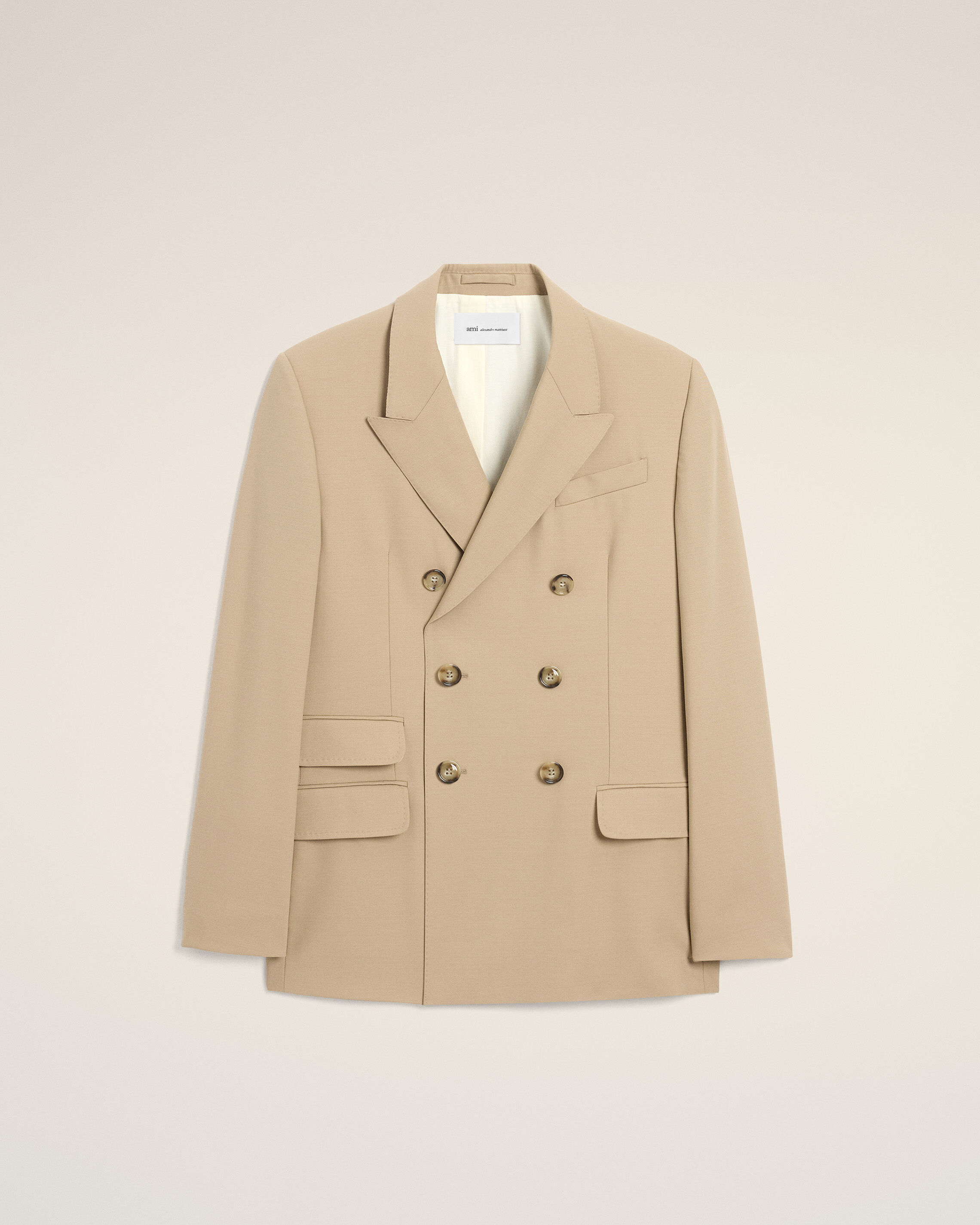 Ami Paris Beige - New Wool Double Breasted Straight Jacket - 50 - For Men