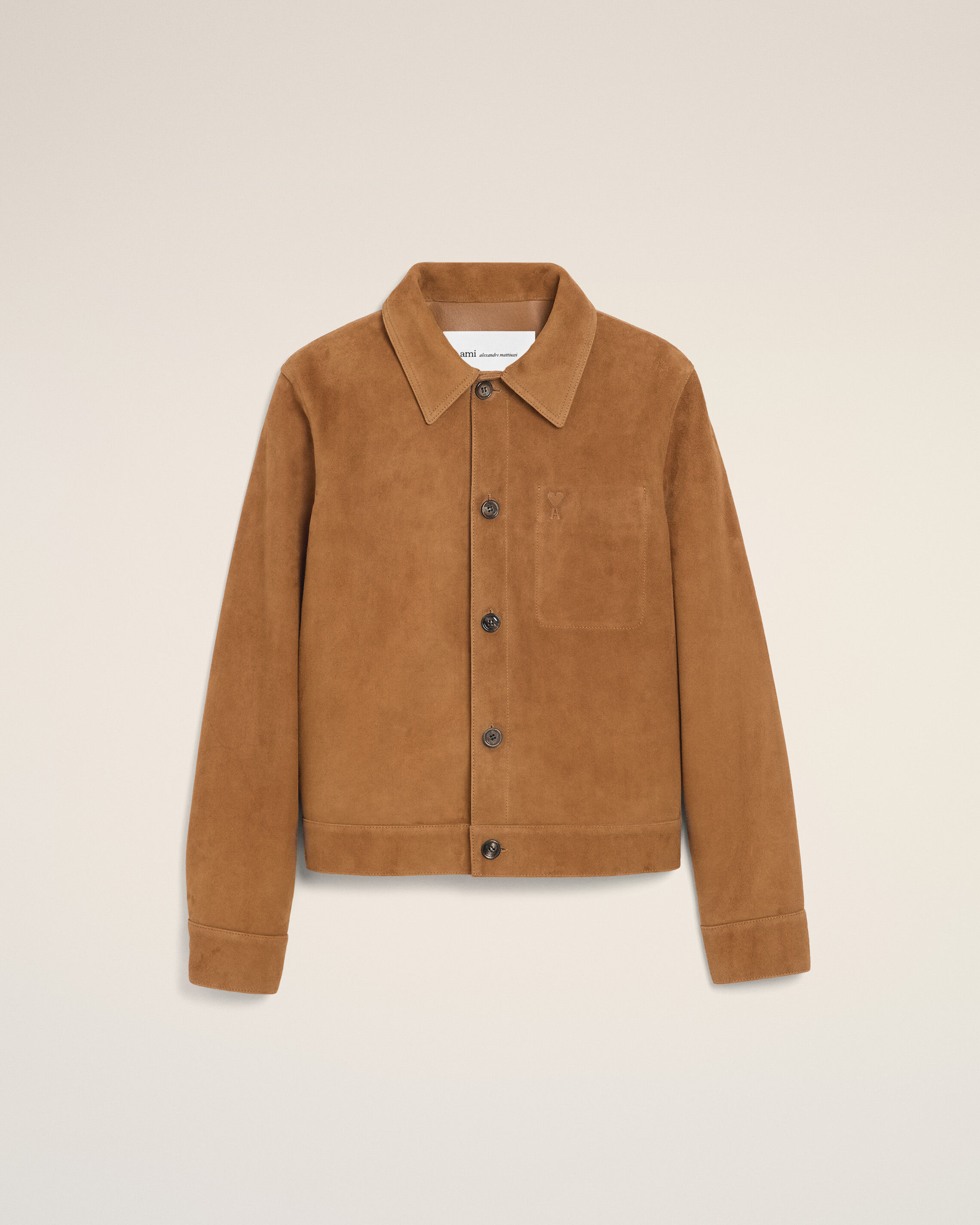 Ami Paris - Brown Goat Leather Ami De Coeur Buttoned Jacket Brown - For Medium Leather,Leather Men's