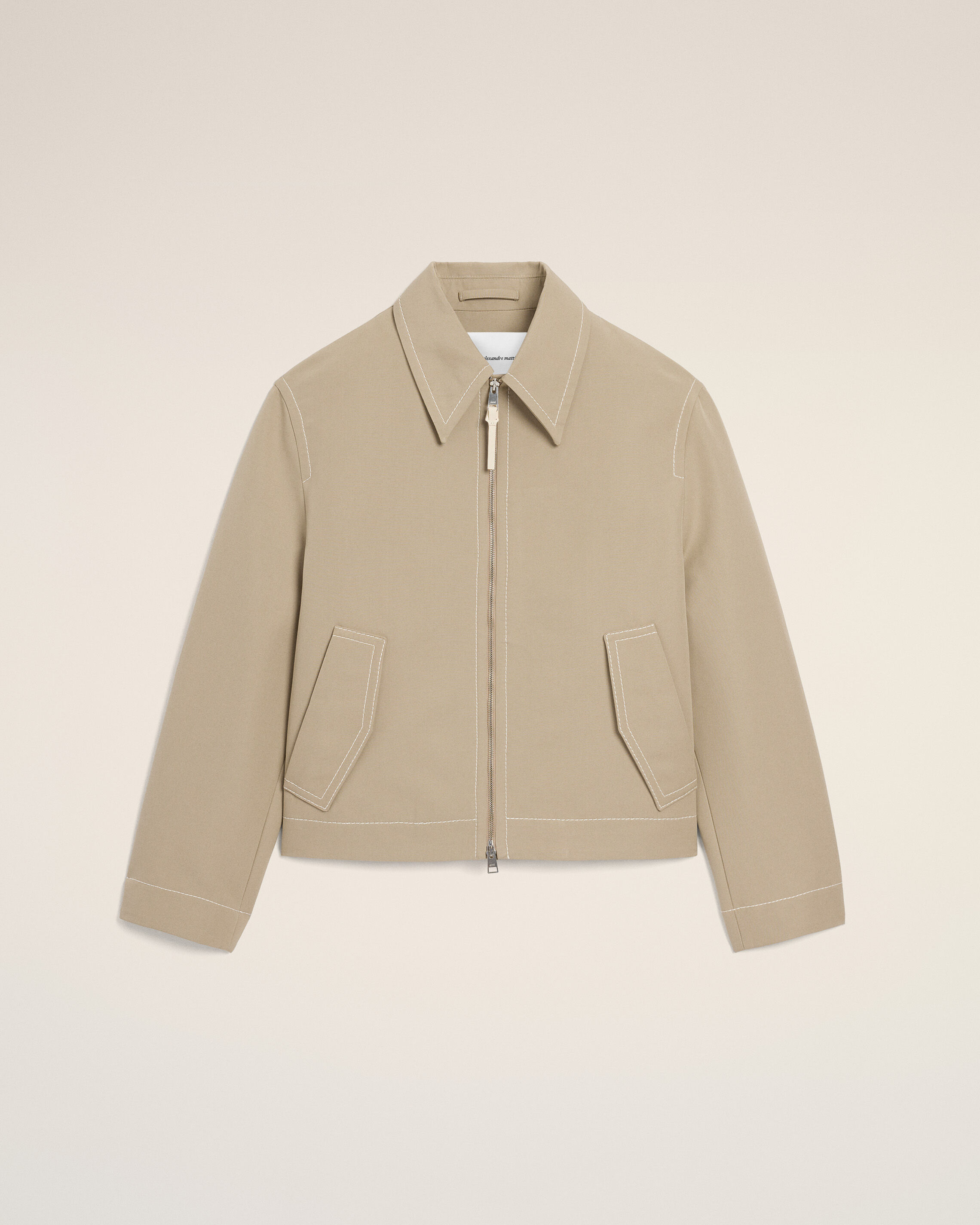Ami Paris - Beige Cotton Zipped Jacket Beige - For Medium Mainmaterial:cotton,Mainmaterial:cotton Men's