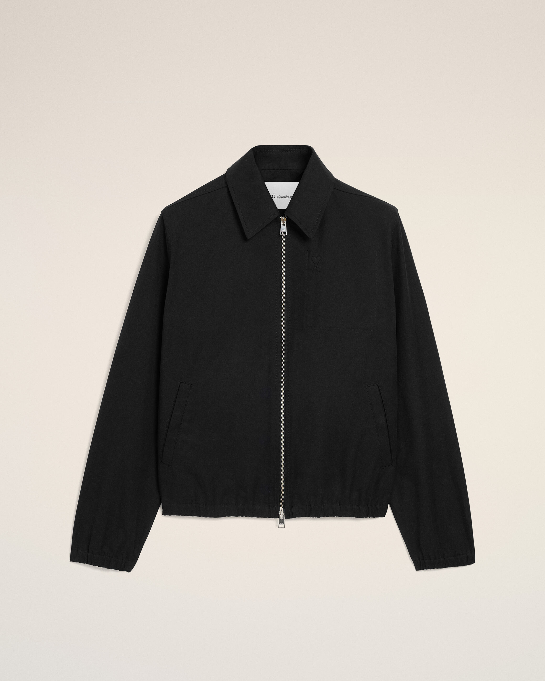 Ami Paris - Black Cotton Ami De Cœur Zipped Jacket Black - L - For Men