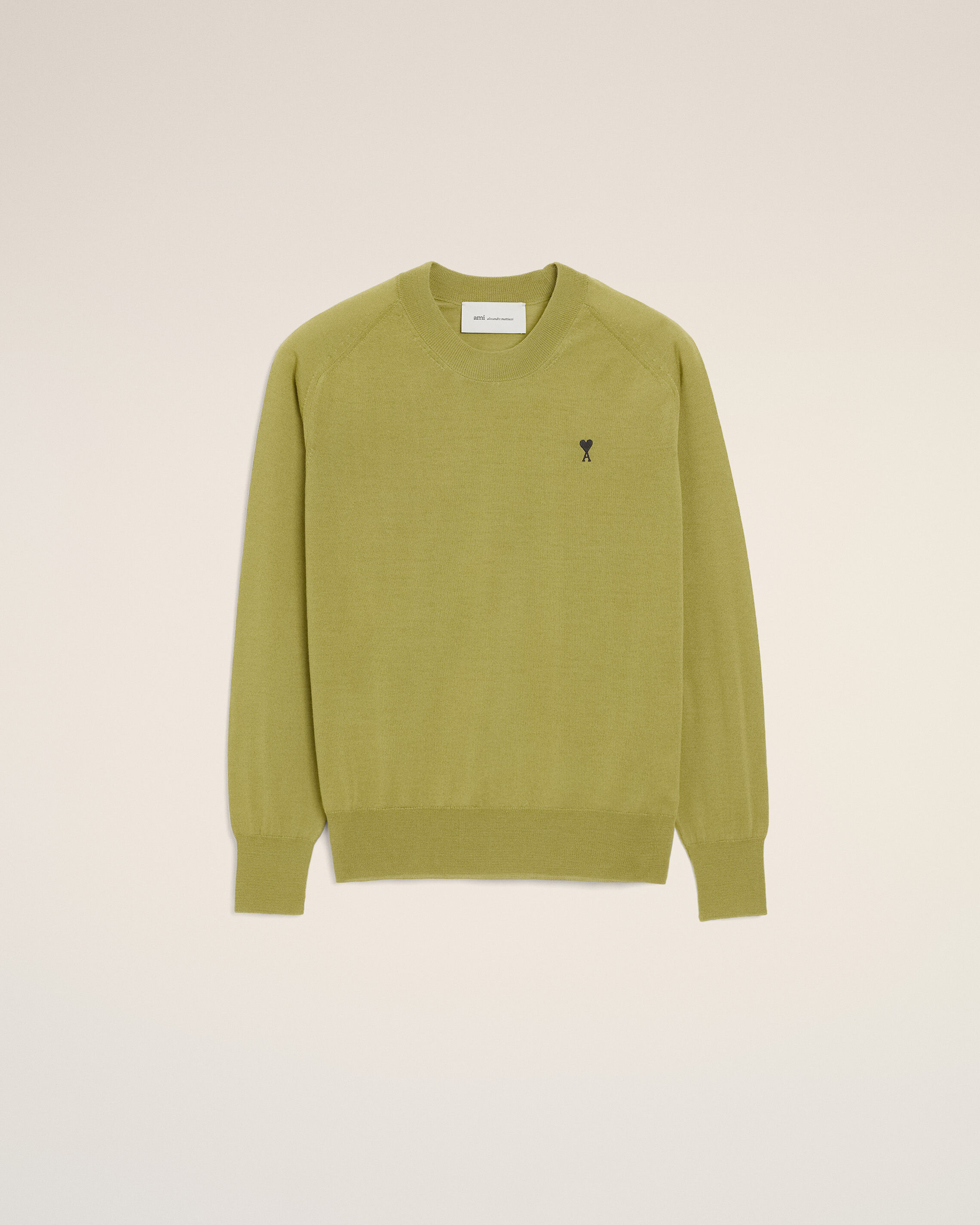 Ami Paris - Green Wool Crewneck Ami De Coeur Sweater Green - For Extra Small Mainmaterial:wool,Mainmaterial:wool Men's