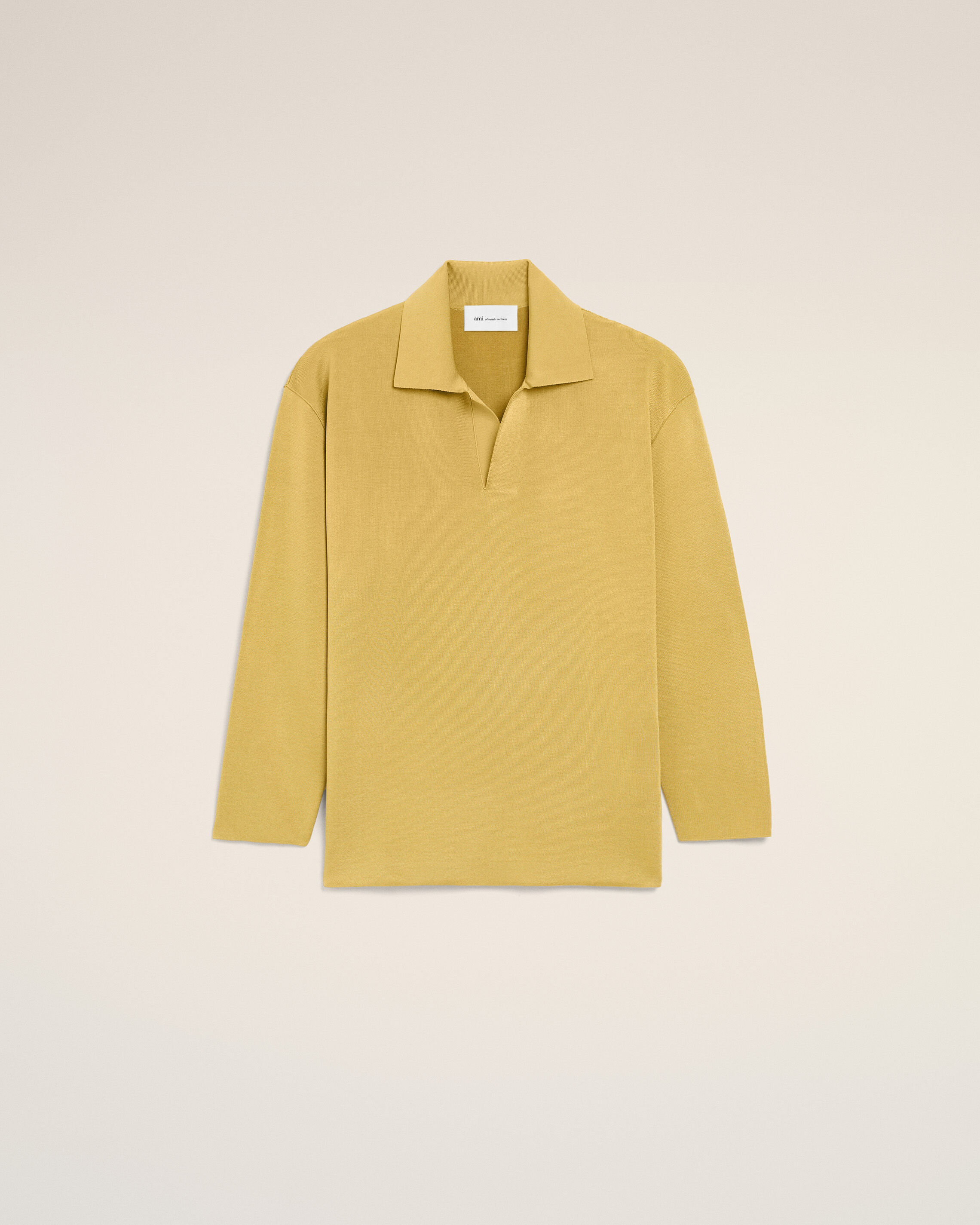 Ami Paris - Yellow Wool Long Sleeves Polo Yellow - For Medium Mainmaterial:viscose/Extrafinemerinowool/Polyamide/Elastane Secondarymaterial:viscose,Mainmaterial:viscose/Extrafinemerinowool/Polyamide/Elastane Secondarymaterial:viscose Men's