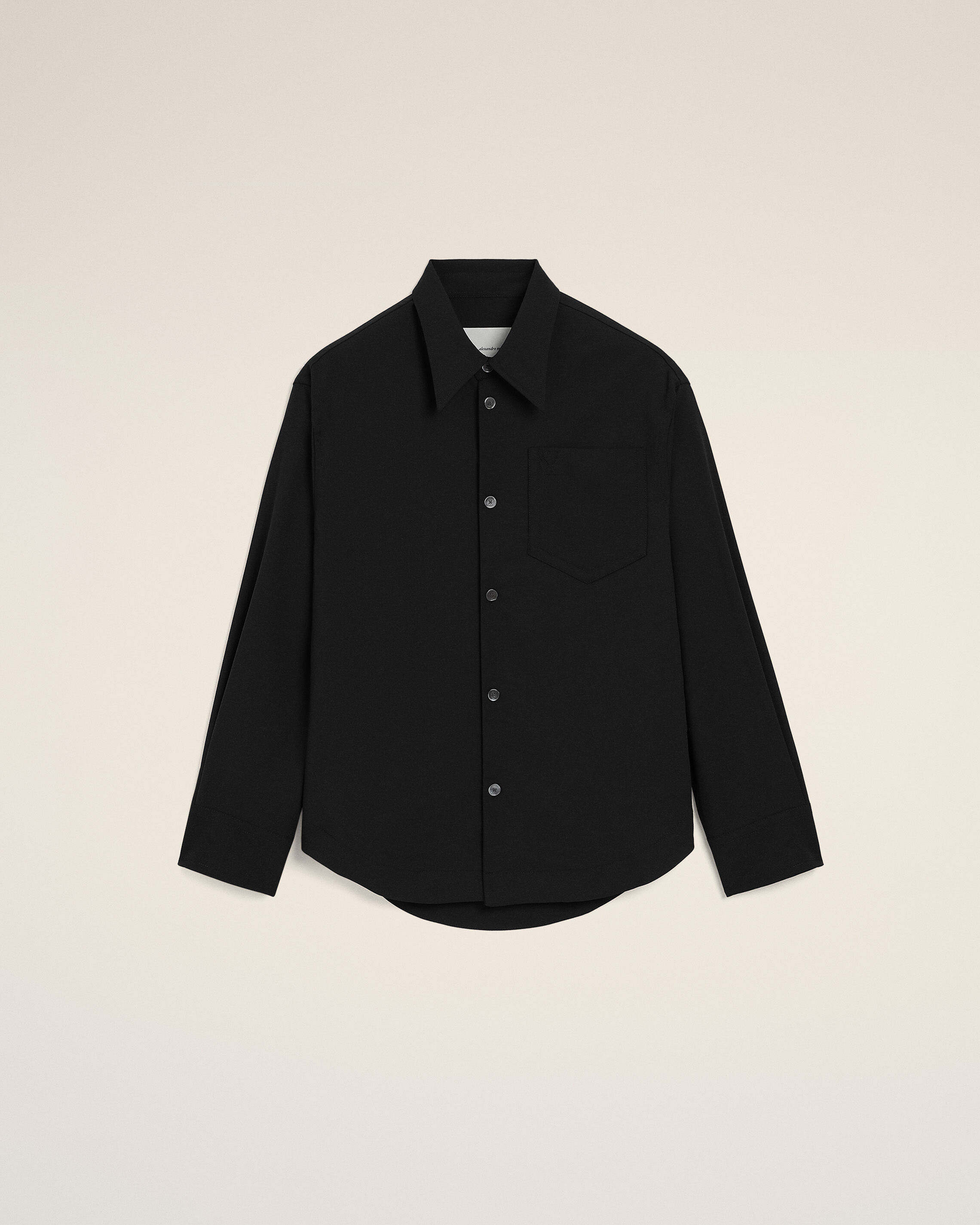 Ami Paris - Black Blended Silk Sharp Collar Adjusted Shirt Black - 38 - For Size 38 Mainmaterial:acetate/Silk,Mainmaterial:acetate/Silk Men's