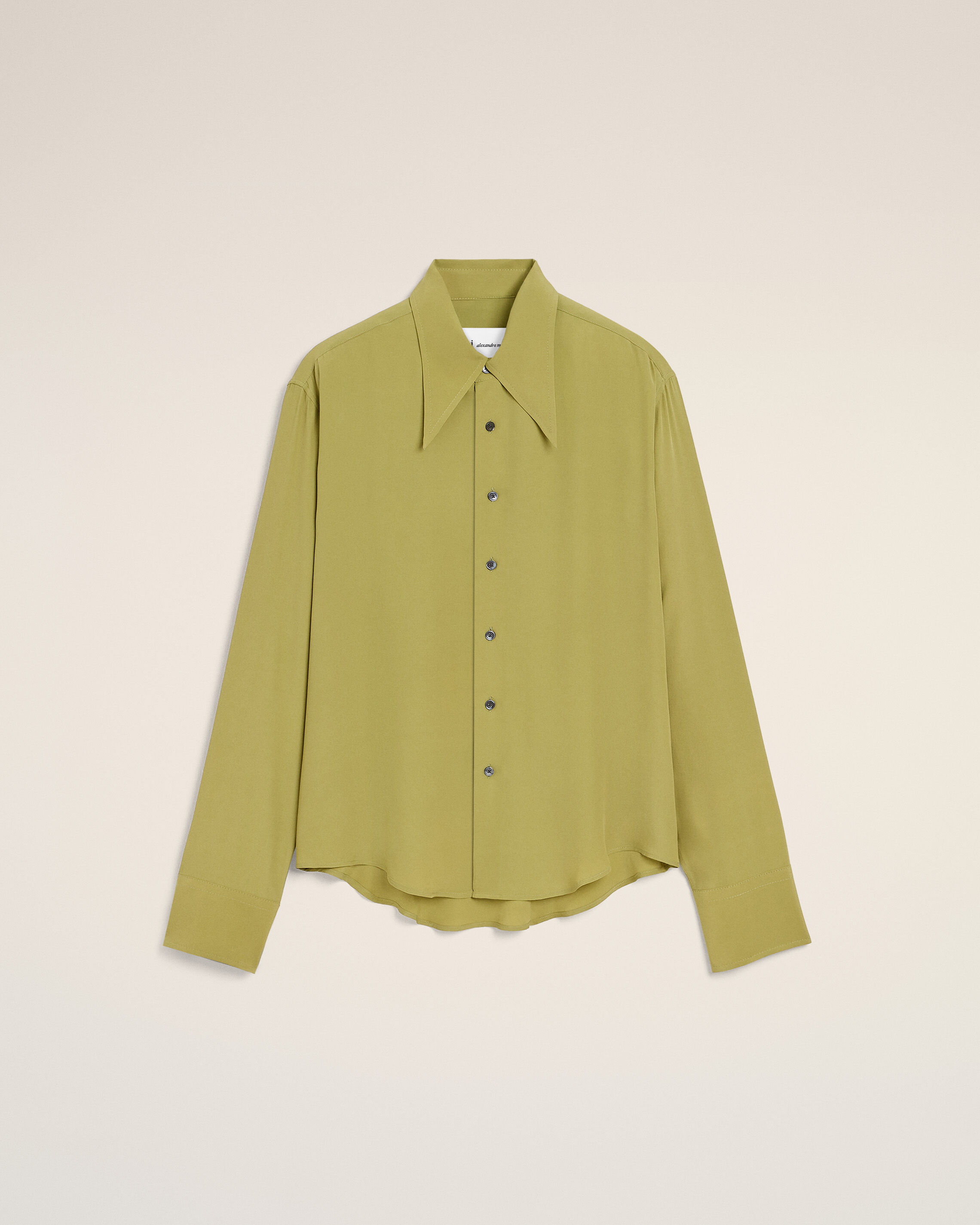 Ami Paris - Green Blended Silk Sharp Collar Adjusted Shirt Green - 42 - For Size 42 Mainmaterial:acetate/Silk,Mainmaterial:acetate/Silk Men's