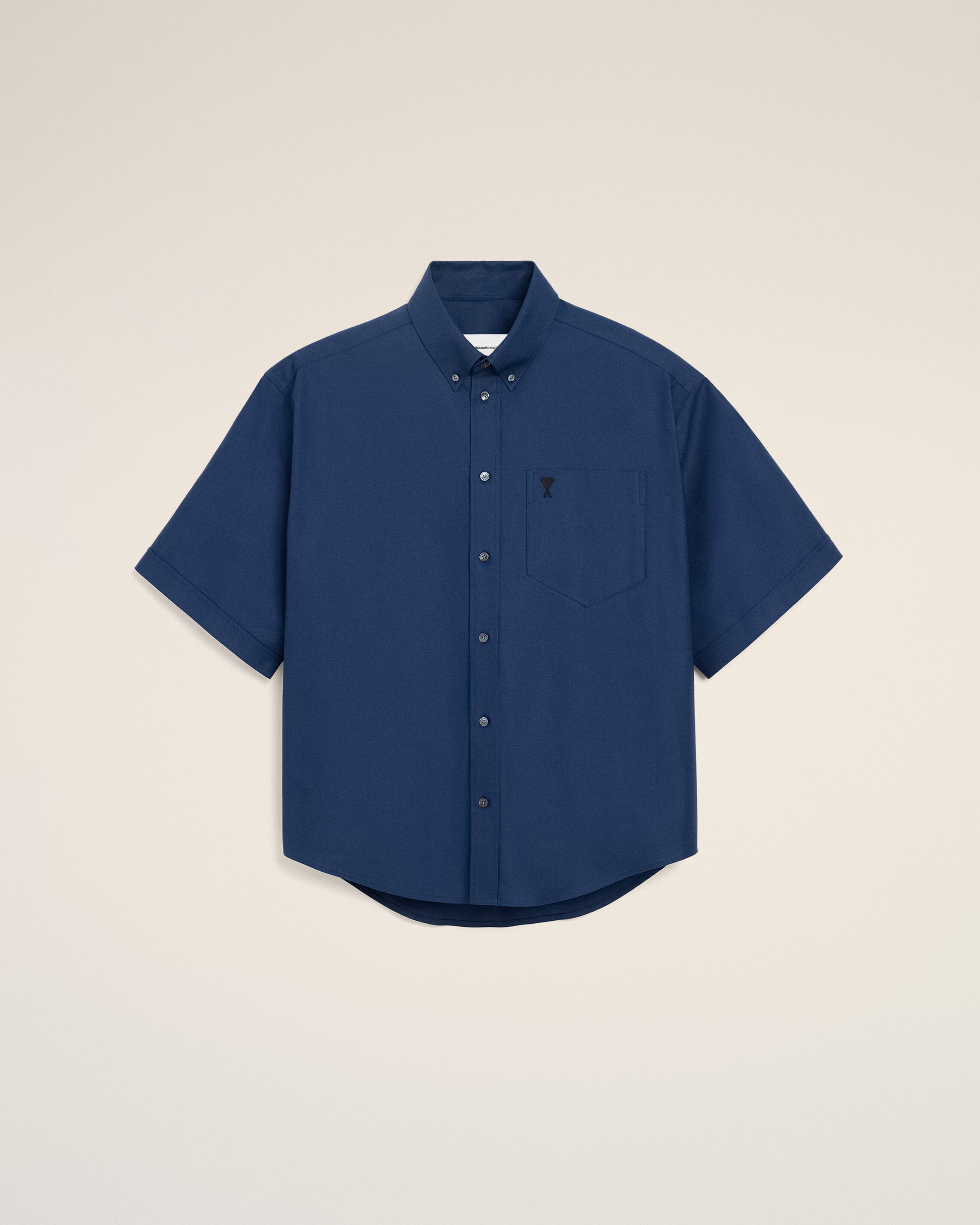 Ami Paris - Blue Cotton Boxy Embroidered Ami De Coeur Blue - 44 - For Men