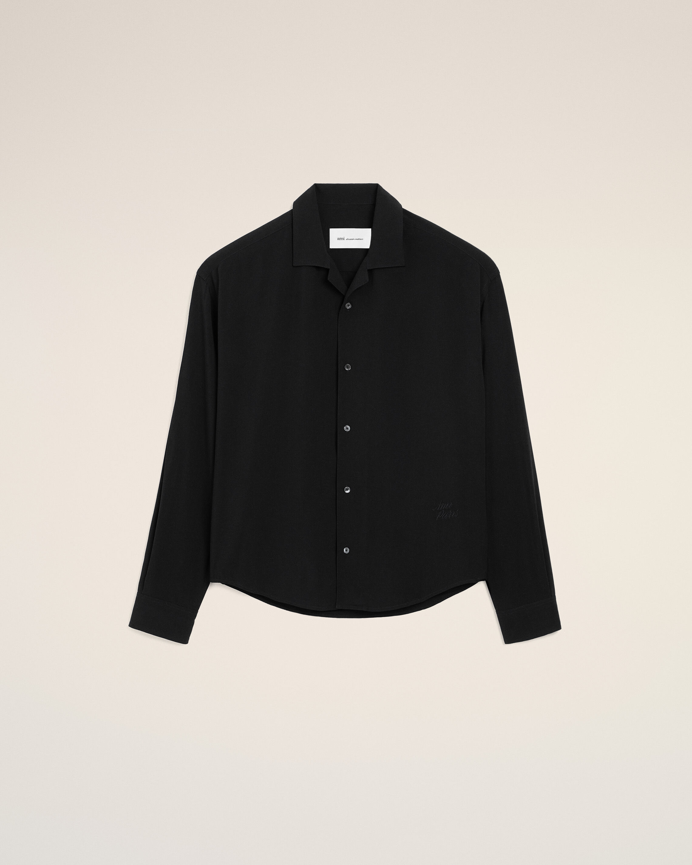 Ami Paris - Black Boxy Embroidered Ami Paris Shirt Black - 36 - For Size 36 Mainmaterial:viscose,Mainmaterial:viscose Men's