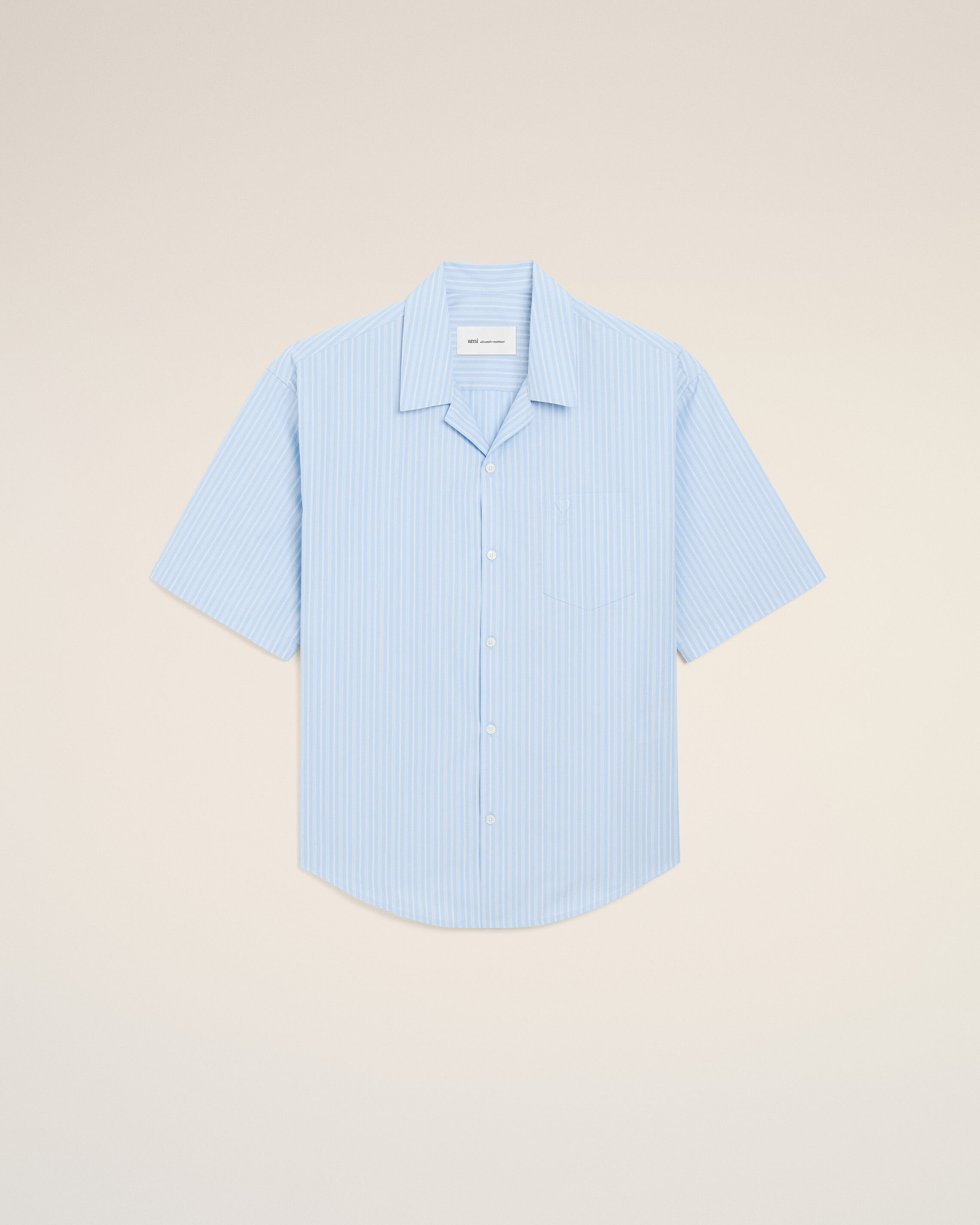 Ami Paris - Blue Cotton Short Sleeve Ami De Coeur Boxy Shirt Blue - 43 - For Size 43 Mainmaterial:cotton,Mainmaterial:cotton Men's