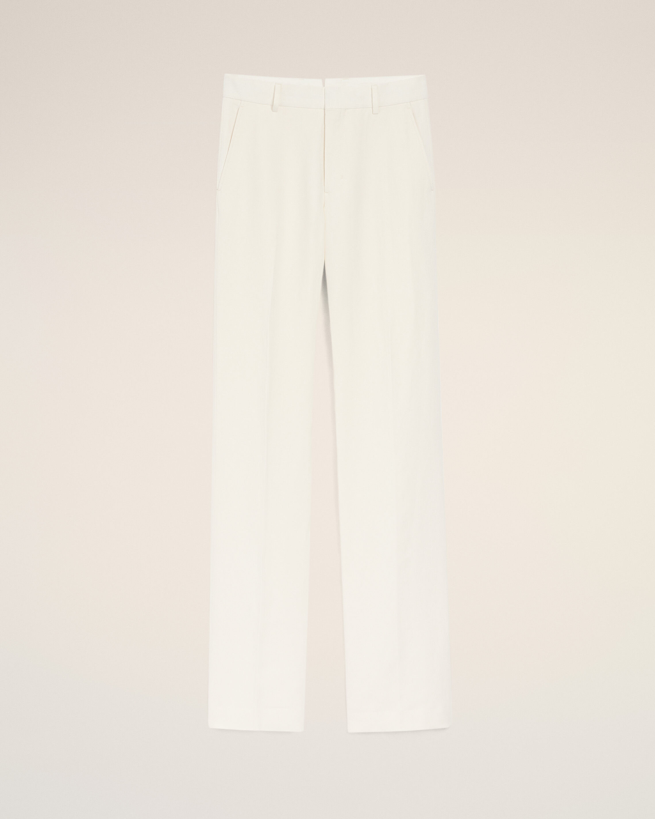 Ami Paris - White Blended Linen Straight Trousers White - 40 - For Size 40 Mainmaterial:viscose/Linen Mainlining:polyester Pocketlining:polyester/Cotton,Mainmaterial:viscose/Linen Mainlining:polyester Pocketlining:polyester/Cotton Men's