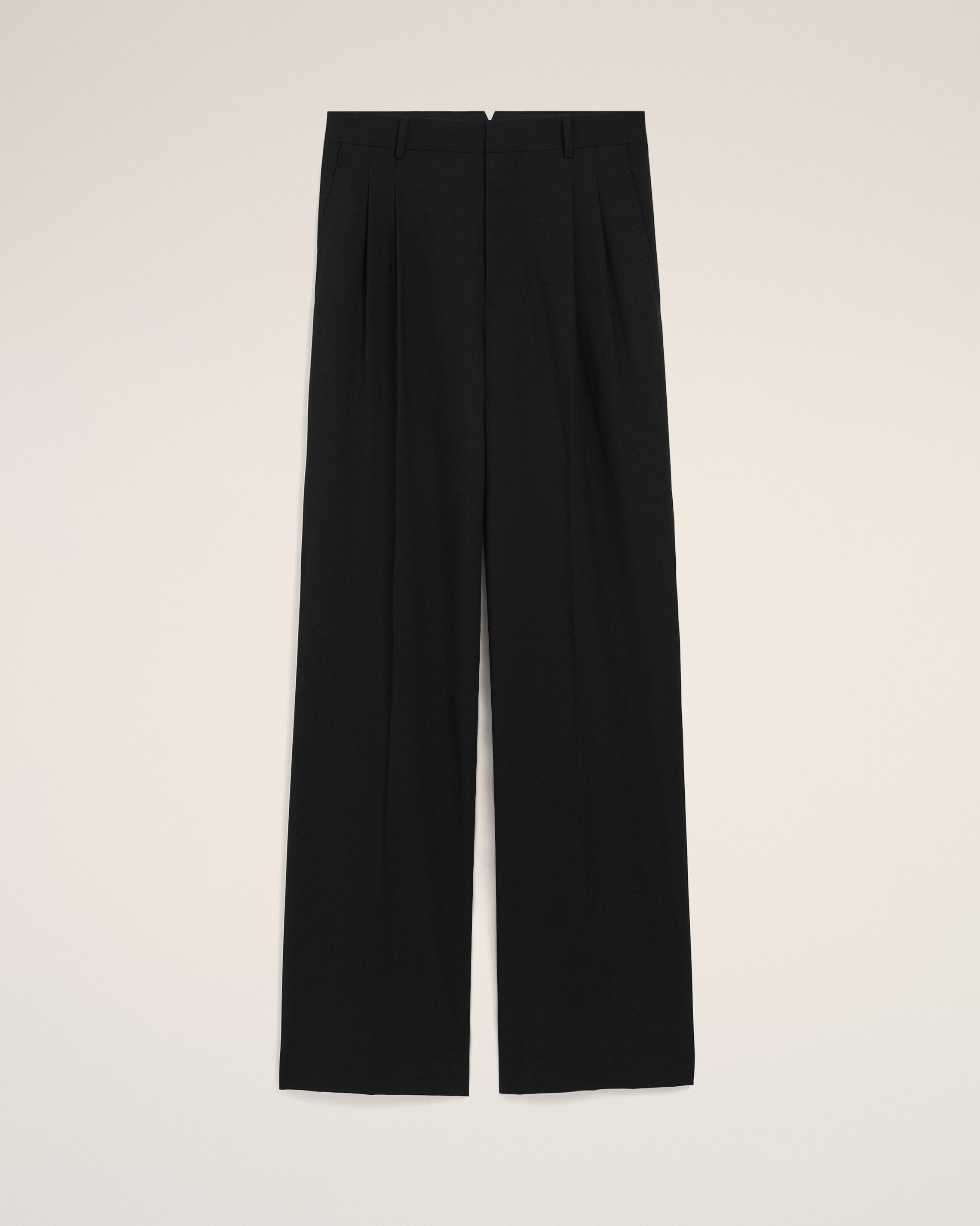 Ami Paris - Black New Wool Low Waist Wide Trousers Black - 42 - For Men