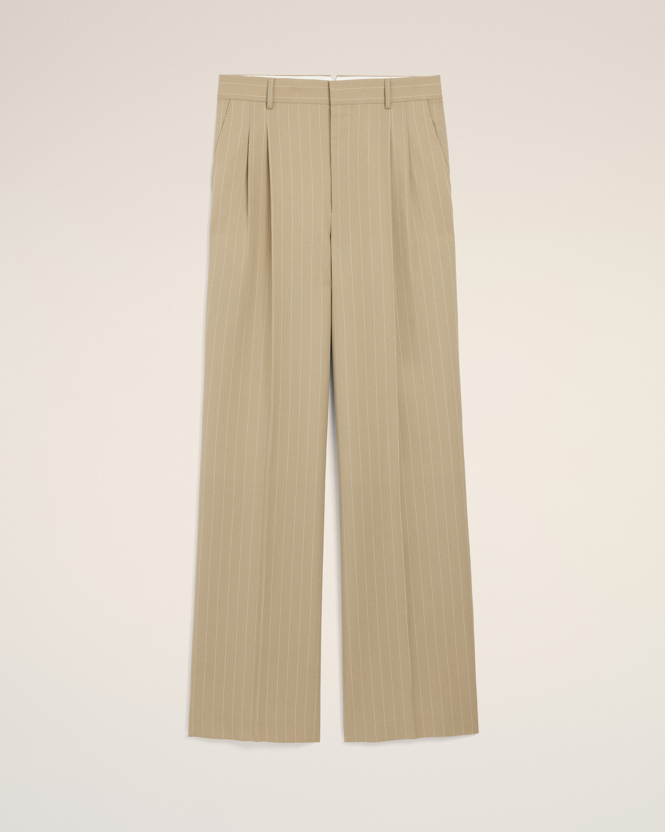 Ami Paris - Beige New Wool Low Waist Wide Trousers Beige - 42 - For Size 42 Mainmaterial:new Wool Mainlining:polyester Pocketlining:polyester/Cotton,Mainmaterial:new Wool Mainlining:polyester Pocketlining:polyester/Cotton Men's
