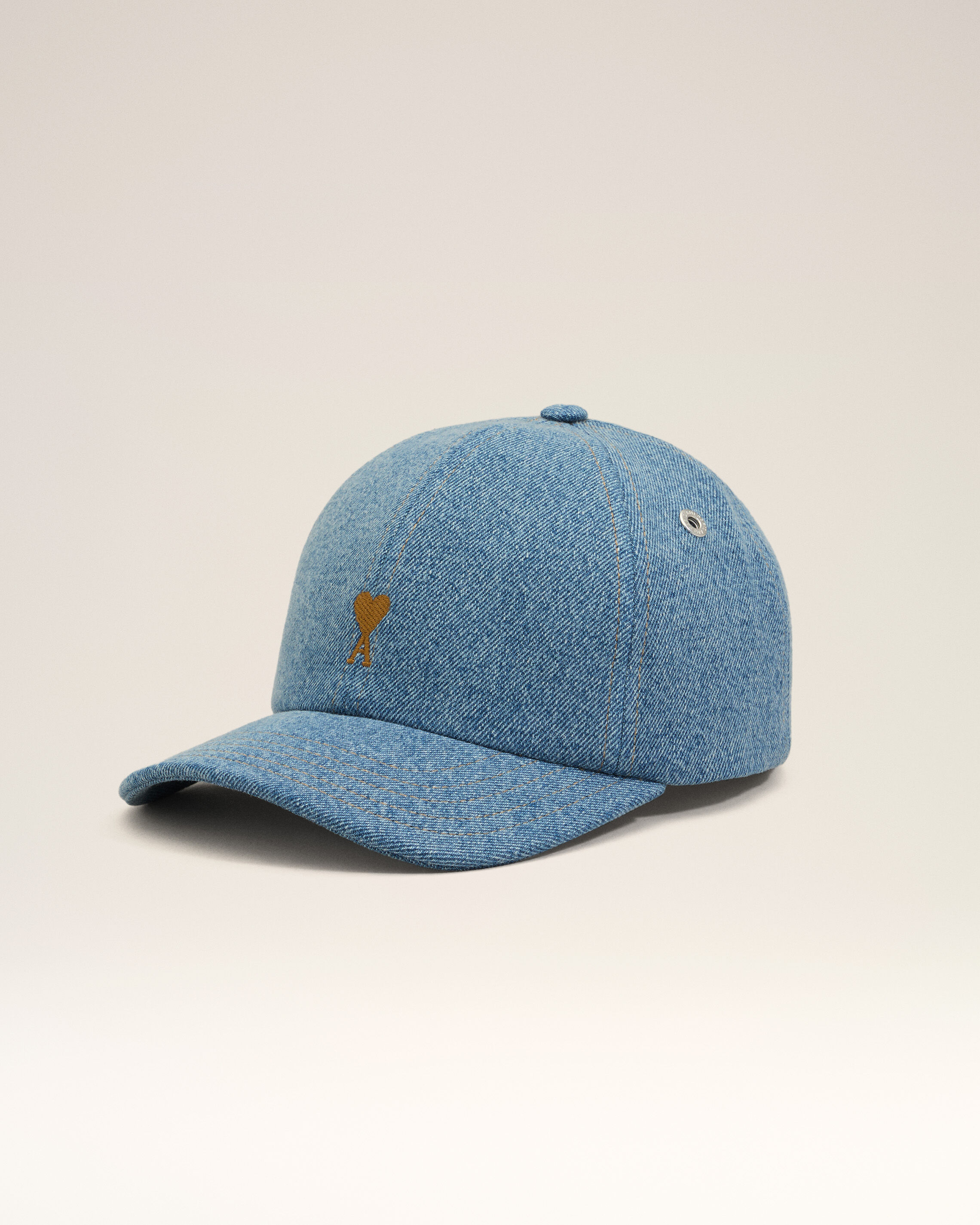 Ami Paris - Blue Denim Ami De Coeur Embroidery Cap Blue - Os - Small Mainmaterial:cotton Frontlining:viscose Backlining:cotton,Mainmaterial:cotton Frontlining:viscose Backlining:cotton Unisex