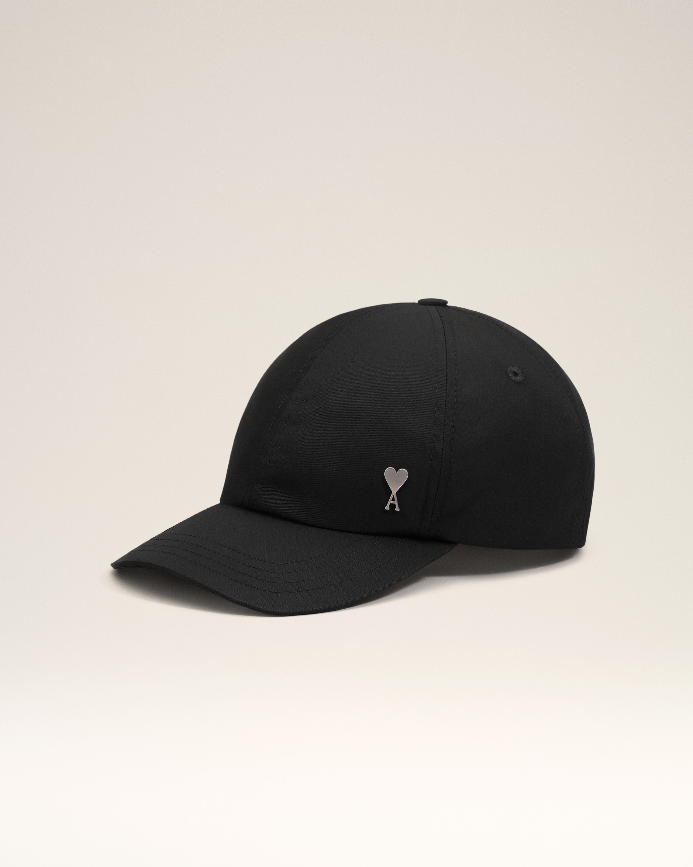 Ami Paris - Black Nylon Ami De Coeur Stud Cap Black - Os - Small Mainmaterial:polyamide Frontlining:cotton,Mainmaterial:polyamide Frontlining:cotton Unisex