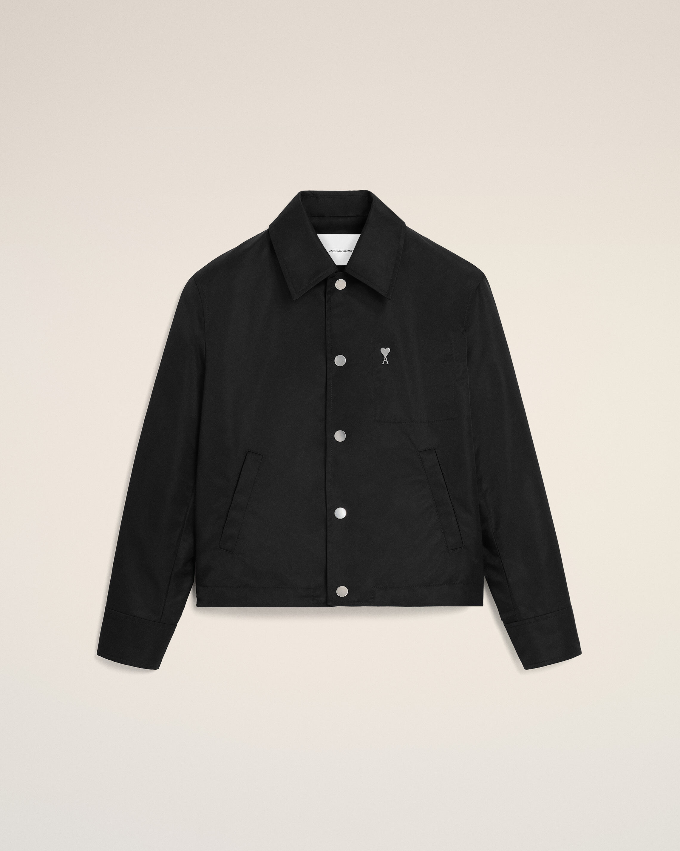 Ami Paris - Black Nylon Ami De Coeur Stud Buttoned Jacket Black - Small Mainmaterial:polyamide Pocketlining:polyester/Cotton,Mainmaterial:polyamide Pocketlining:polyester/Cotton Unisex