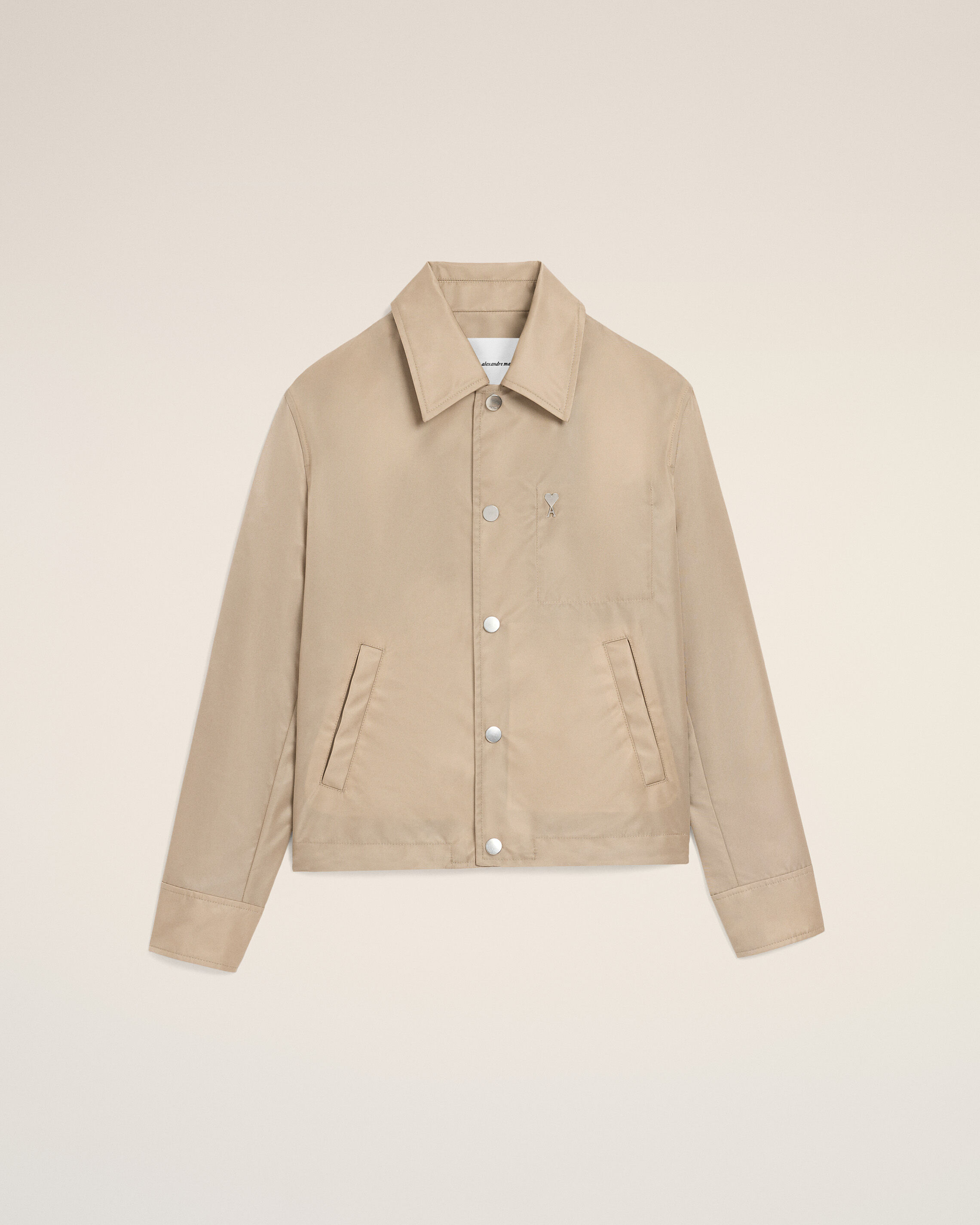Ami Paris - Beige Nylon Ami De Coeur Stud Buttoned Jacket Beige - Extra Large Mainmaterial:polyamide Pocketlining:polyester/Cotton,Mainmaterial:polyamide Pocketlining:polyester/Cotton Unisex