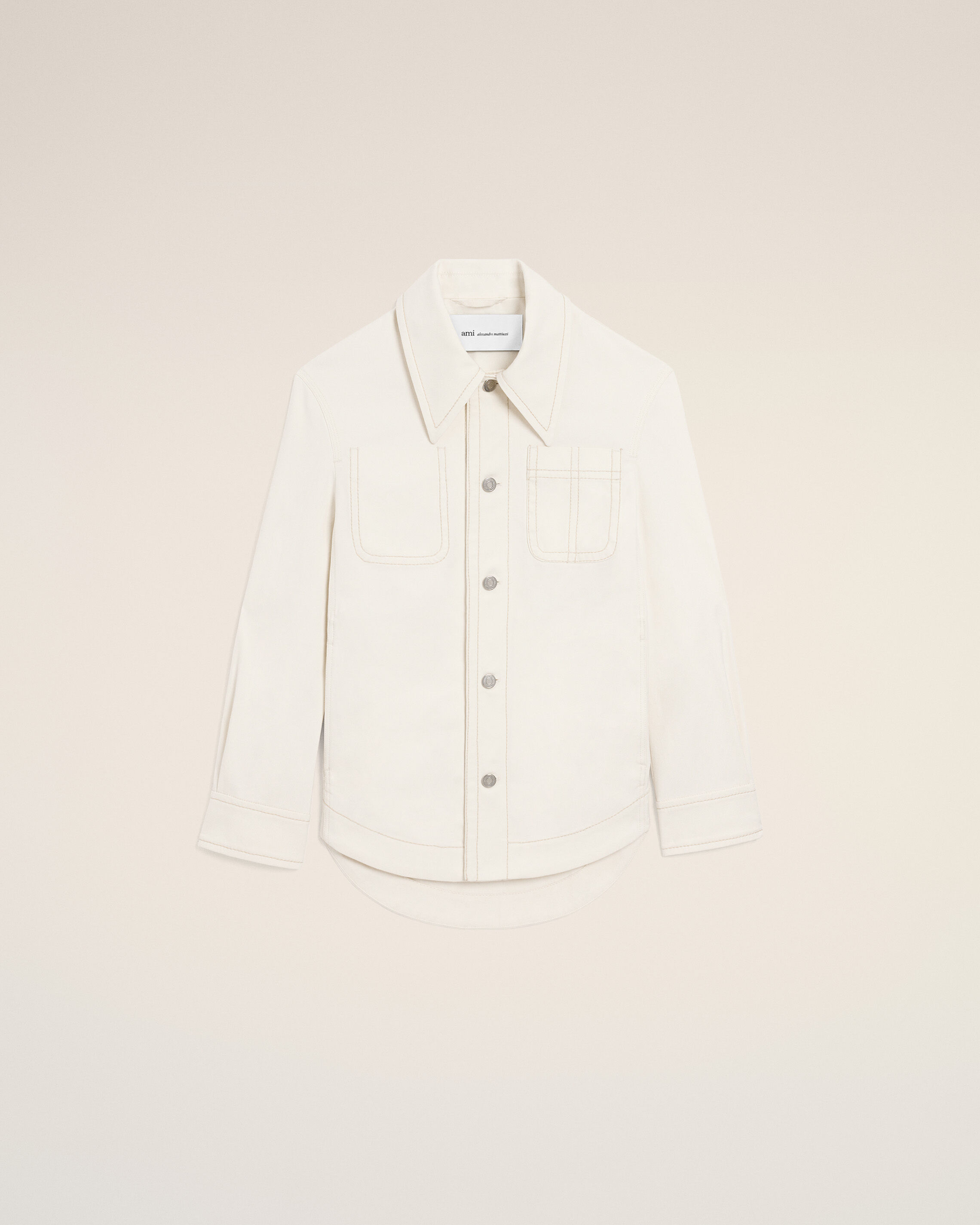 Ami Paris - White Cotton Worker Buttoned Jacket White - Extra Large Mainmaterial:cotton Mainlining:polyester/Cotton,Mainmaterial:cotton Mainlining:polyester/Cotton Unisex