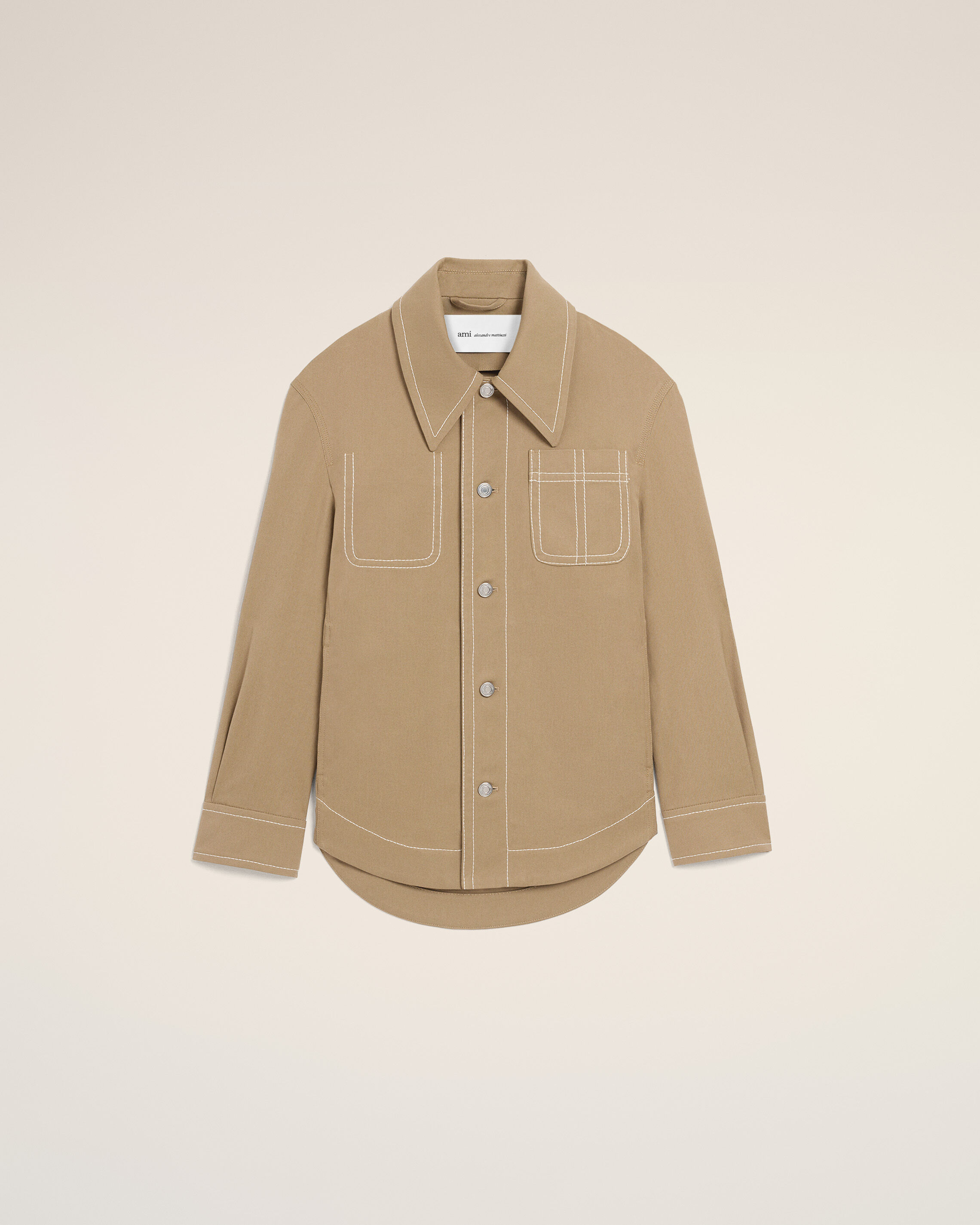 Ami Paris - Beige Cotton Worker Buttoned Jacket Beige - Extra Large Mainmaterial:cotton Mainlining:polyester/Cotton,Mainmaterial:cotton Mainlining:polyester/Cotton Unisex