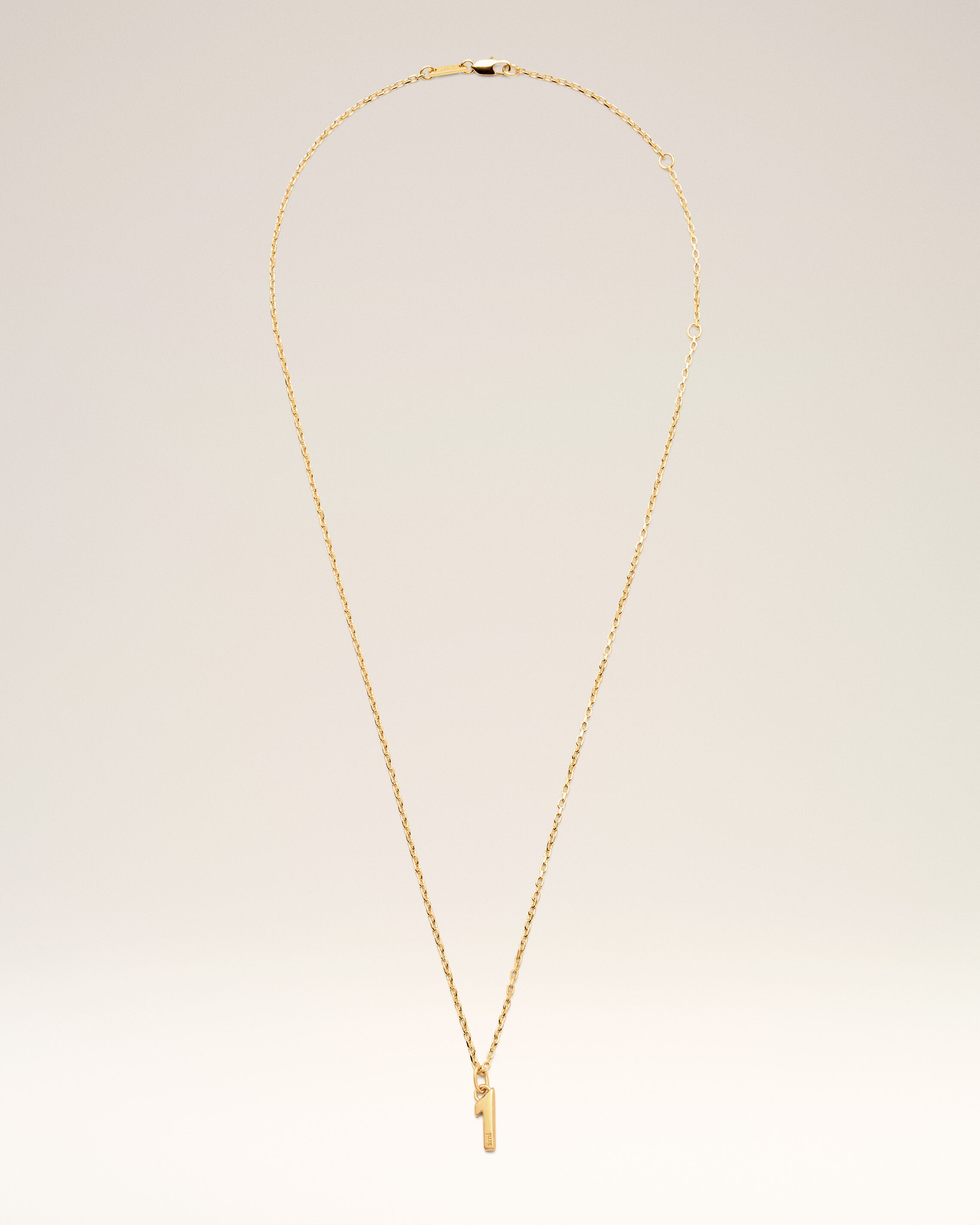 Ami Paris - Gold Brass Hammered "1" Pendant Necklace Yellow - Os - Small Mainmaterial:brass,Mainmaterial:brass Unisex