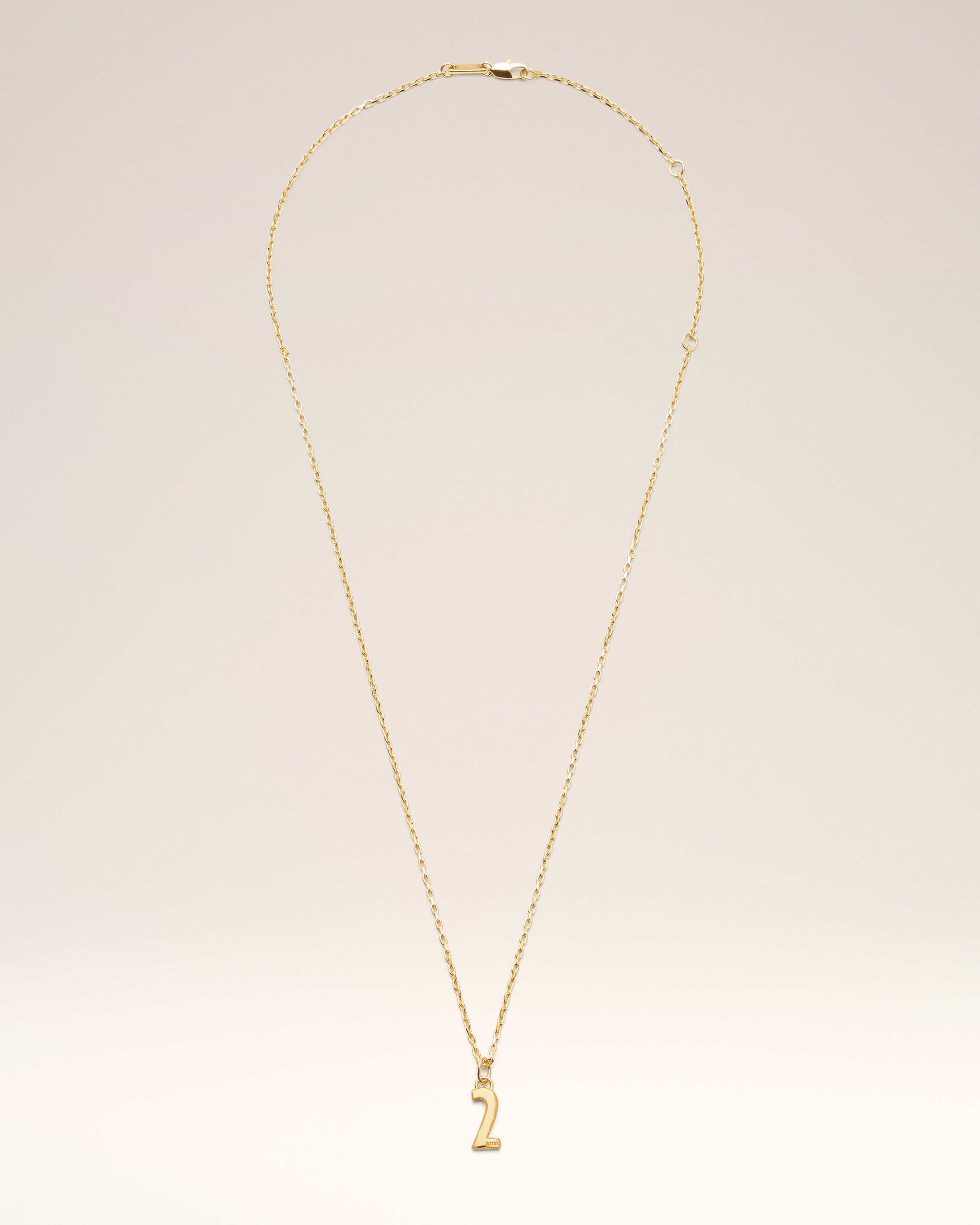 Ami Paris - Gold Brass Hammered "2" Pendant Necklace Yellow - Os - Small Mainmaterial:brass,Mainmaterial:brass Unisex
