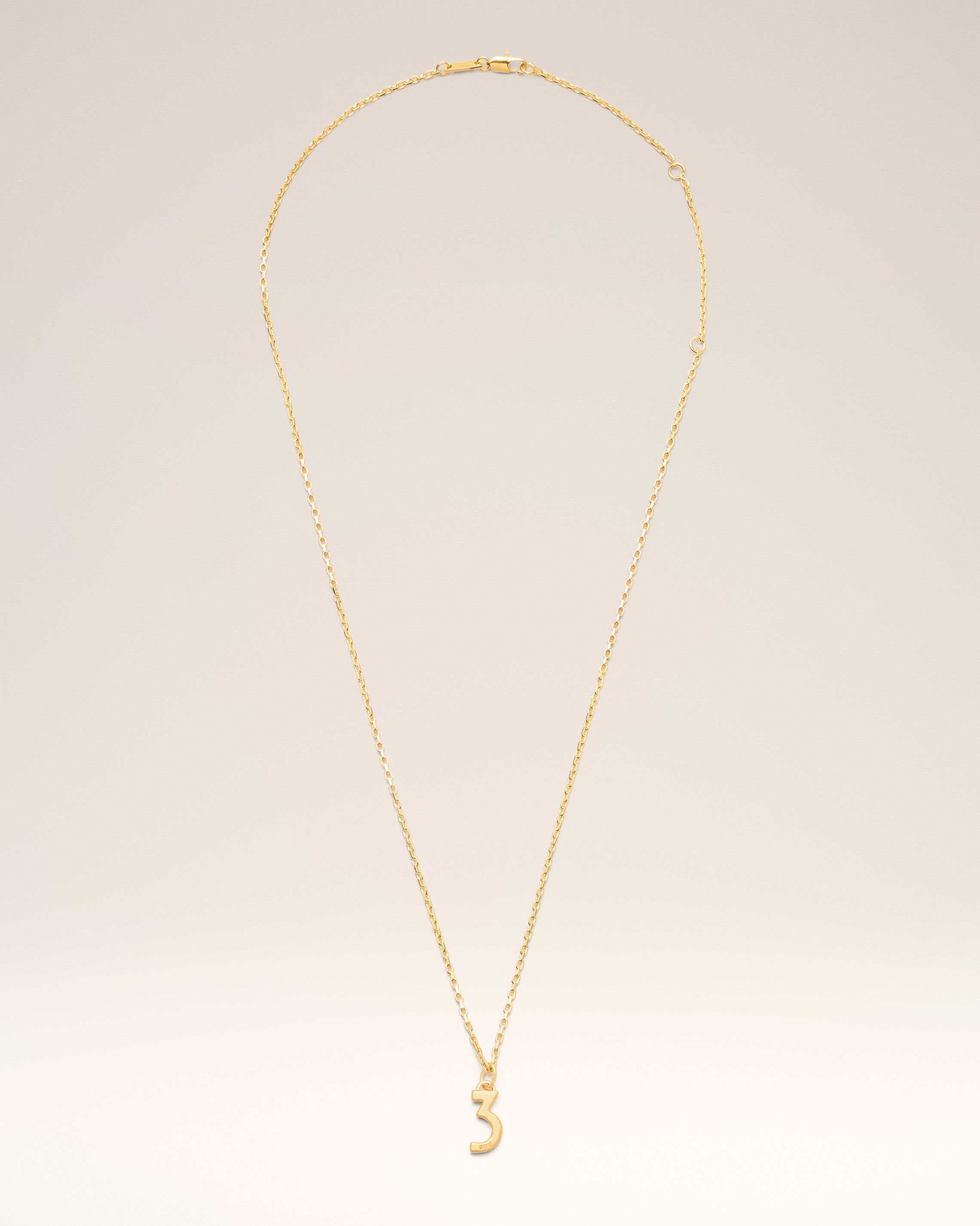 Ami Paris - Gold Brass Hammered "3" Pendant Necklace Yellow - Os - Small Mainmaterial:brass,Mainmaterial:brass Unisex