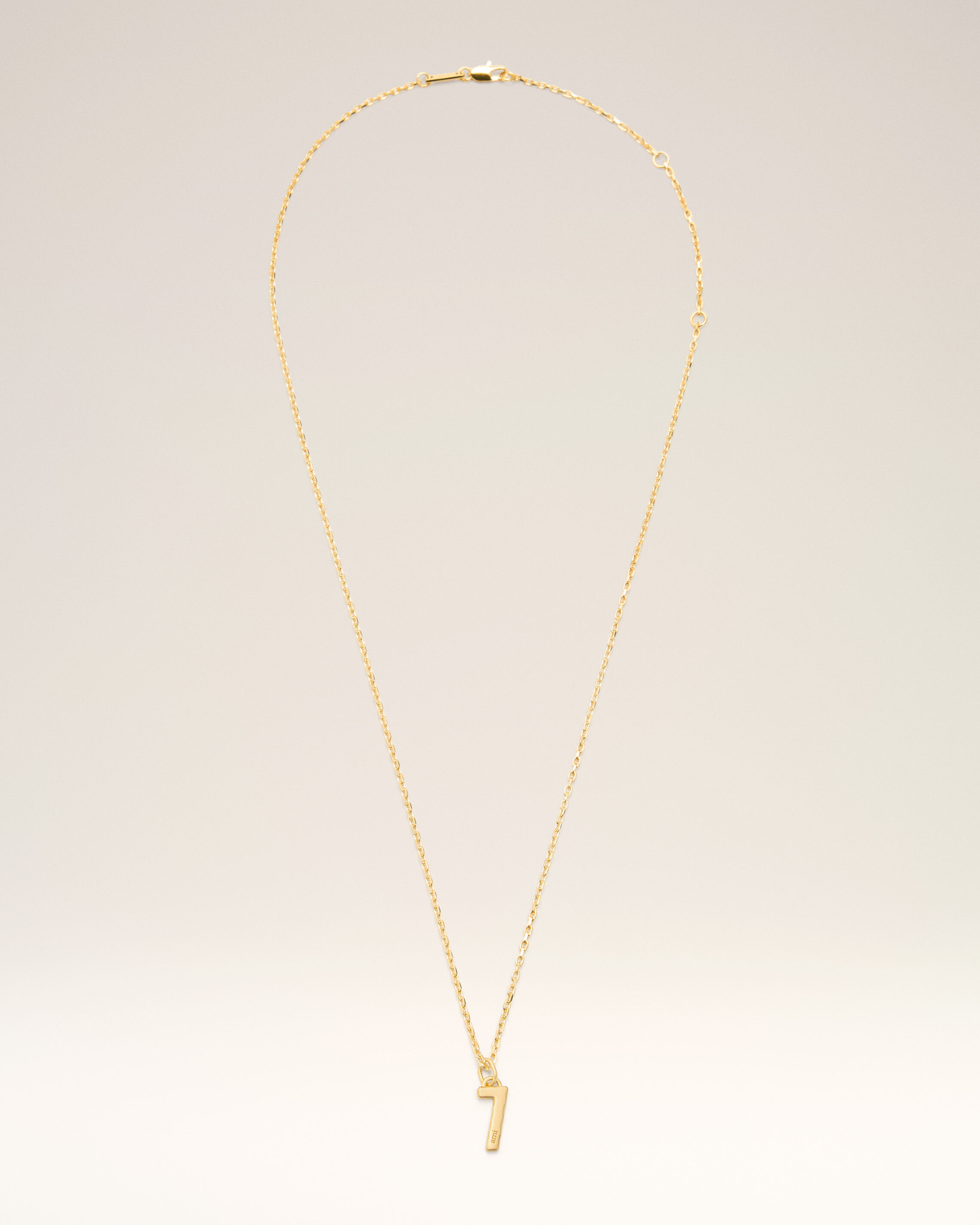 Ami Paris - Gold Brass Hammered "7" Pendant Necklace Yellow - Os - Small Secondarymaterial:brass,Secondarymaterial:brass Unisex