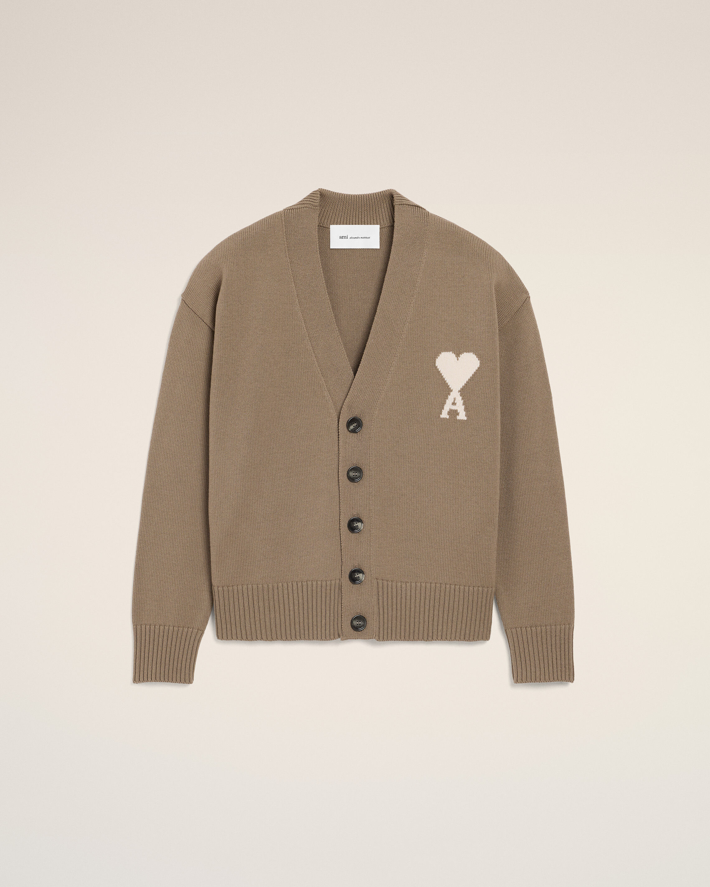 Ami Paris - Beige Wool Ami De Coeur Cardigan Beige - Extra Large Mainmaterial:wool/Cotton,Mainmaterial:wool/Cotton Unisex