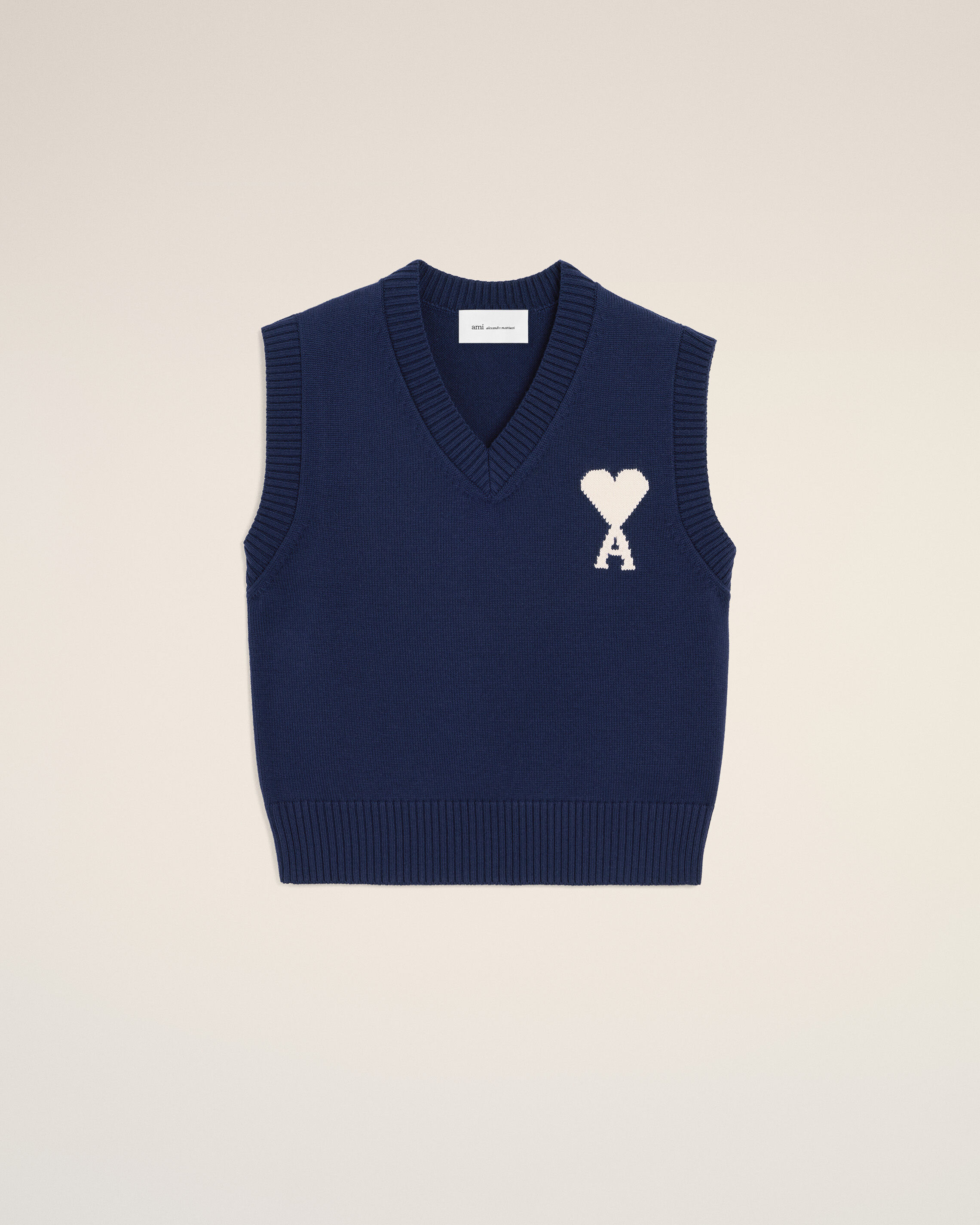Ami Paris Unisex - Blue Wool And Cotton Sleeveless Ami De Coeur Sweater Blue - Xl