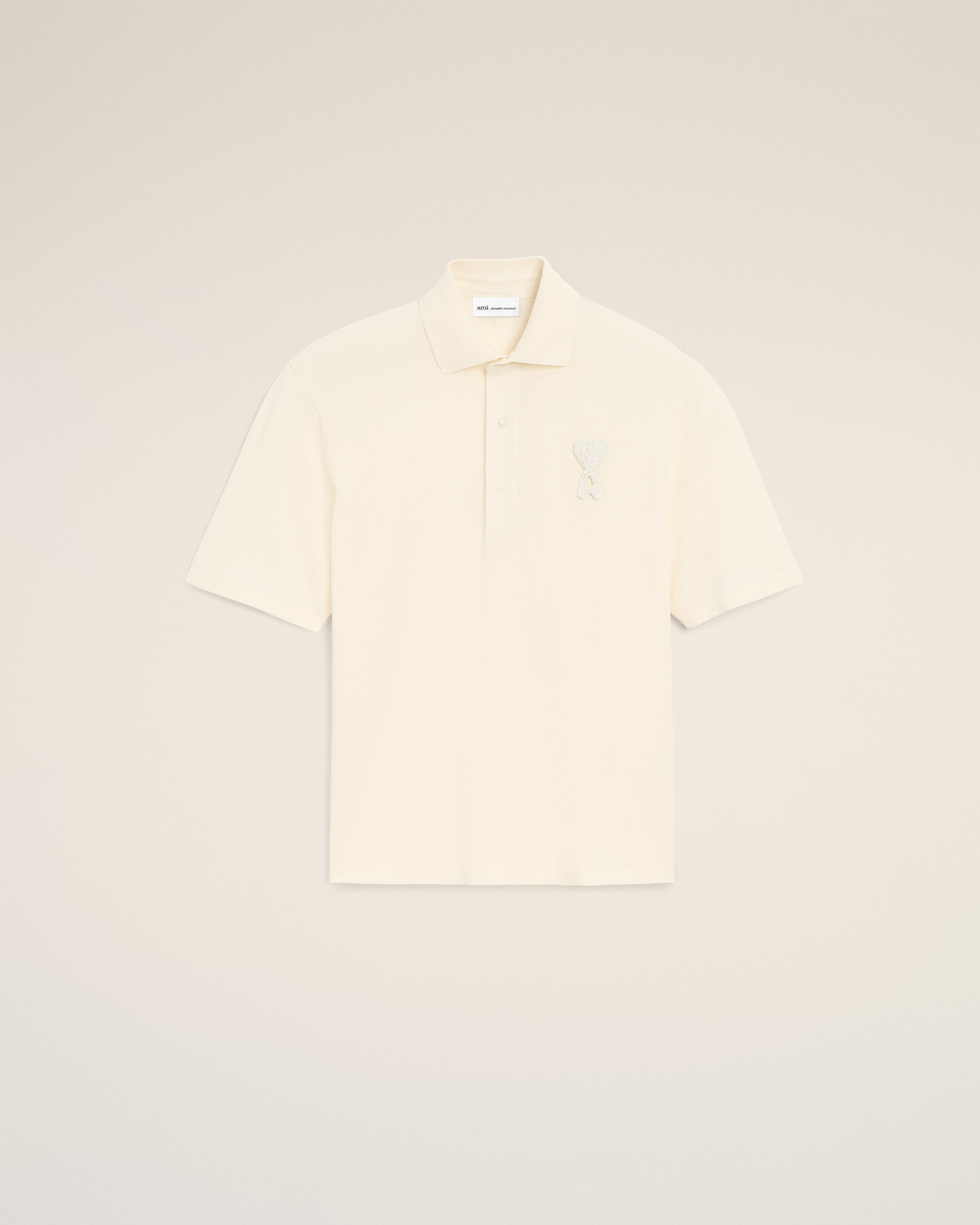 Ami Paris - White Cotton Ami De Coeur Knitted Patch Polo White - Extra Small Mainmaterial:cotton,Mainmaterial:cotton Unisex