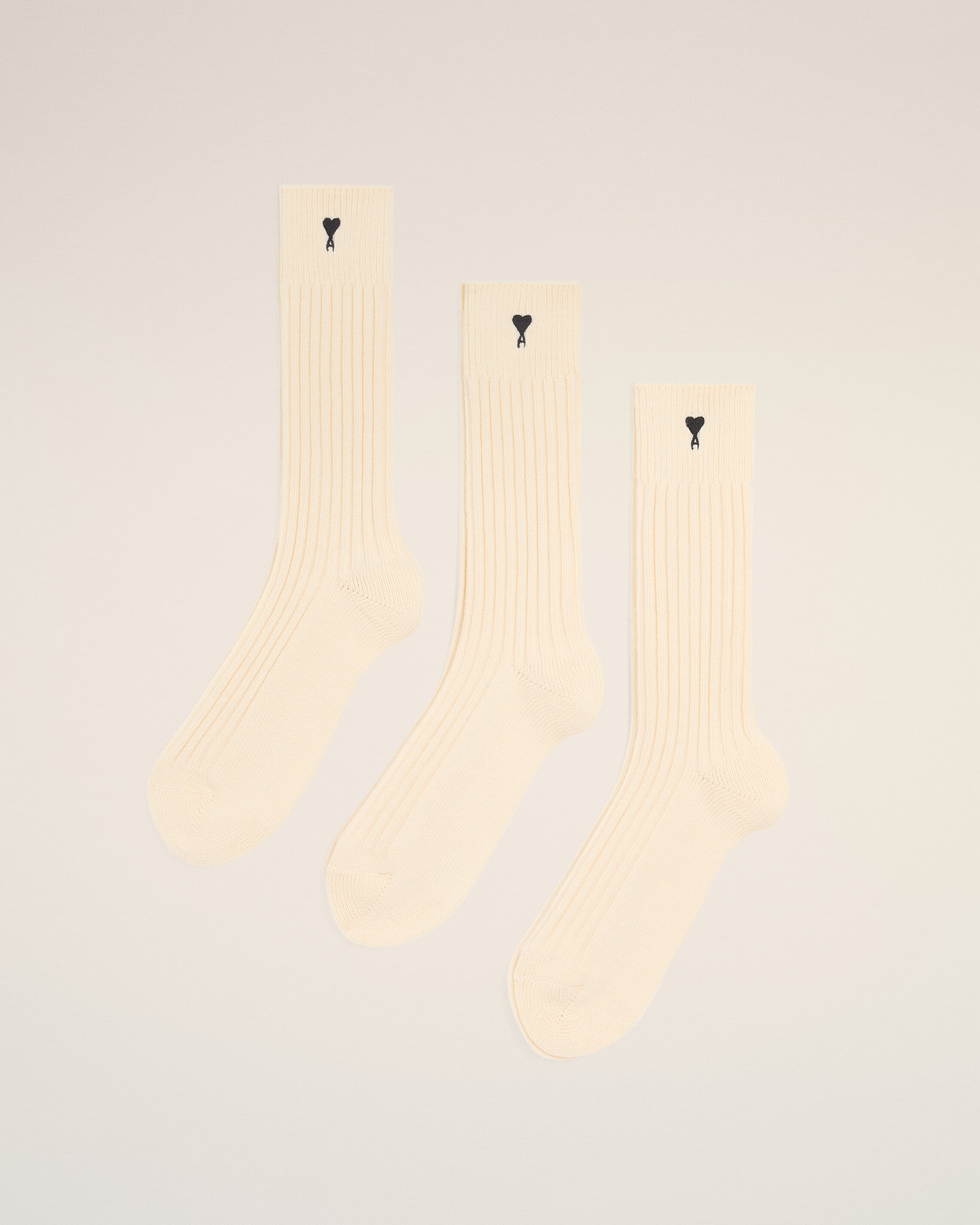 Ami Paris - Natural Cotton Three Pack Black Ami De Coeur Socks White - 39-42 - Size 39 Mainmaterial:cotton/Polyamide/Elastane,Mainmaterial:cotton/Polyamide/Elastane Unisex