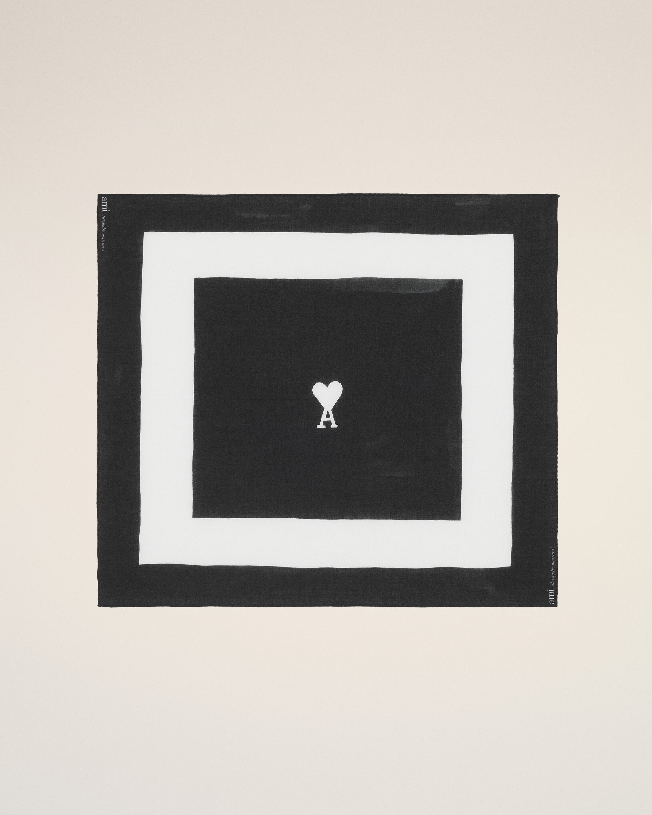 Ami Paris - Black Cotton Ami De Coeur Printed Scarf Black - Os - Small Mainmaterial:cotton,Mainmaterial:cotton Unisex