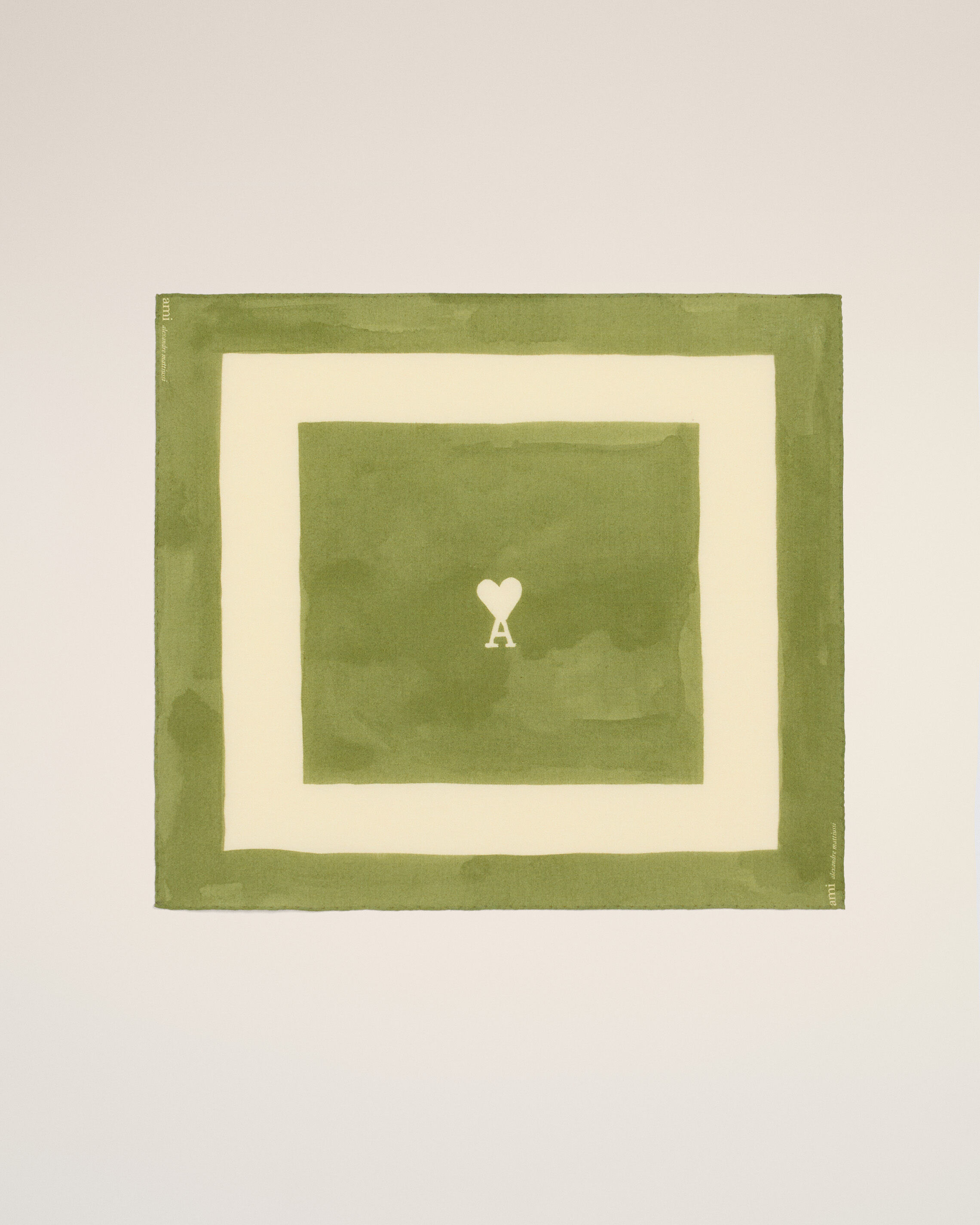 Ami Paris - Green Cotton Ami De Coeur Printed Scarf Green - Os - Small Mainmaterial:cotton,Mainmaterial:cotton Unisex