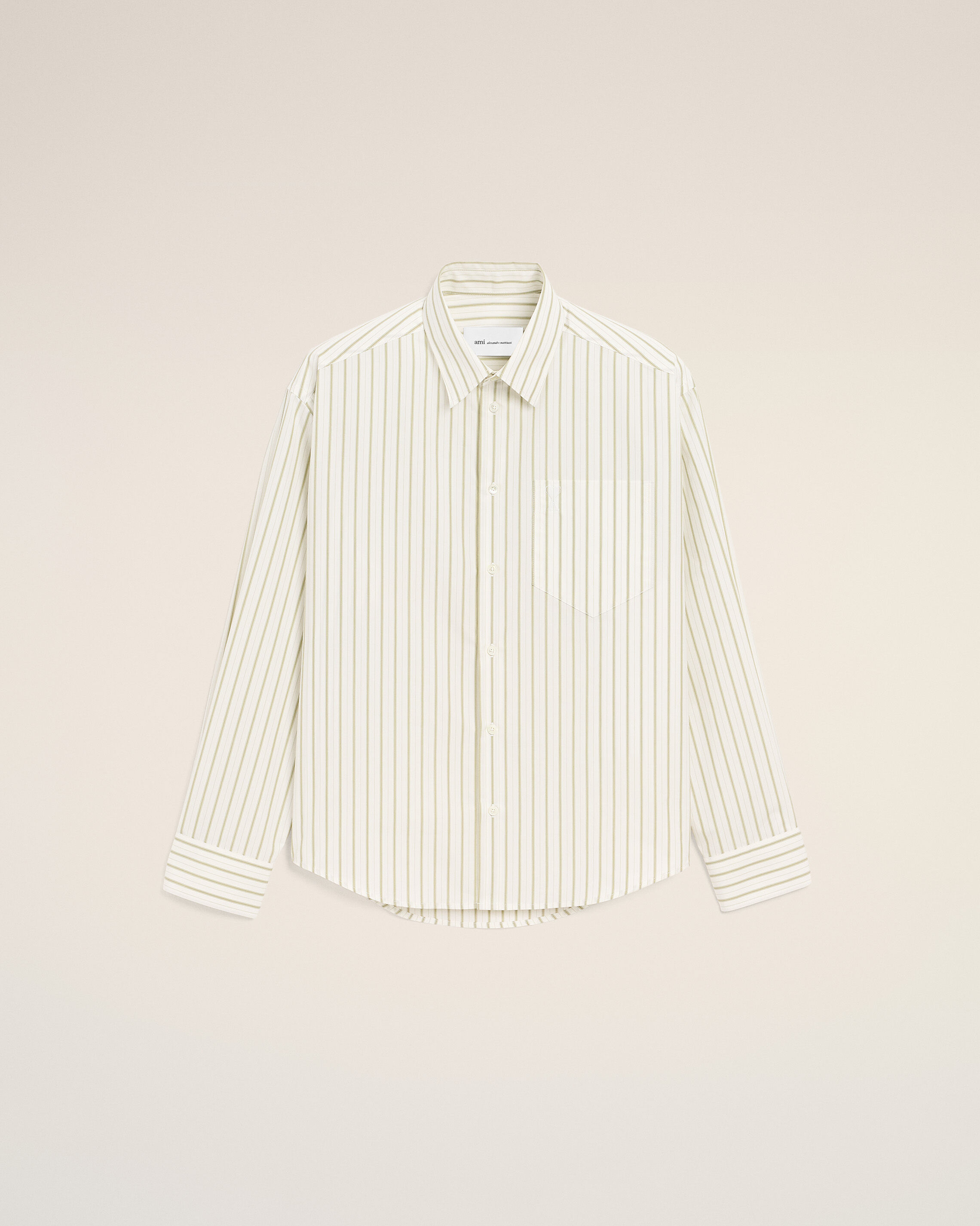 Ami Paris - White Striped Cotton Ami De Coeur Boxy Shirt White - Medium Mainmaterial:cotton,Mainmaterial:cotton Unisex