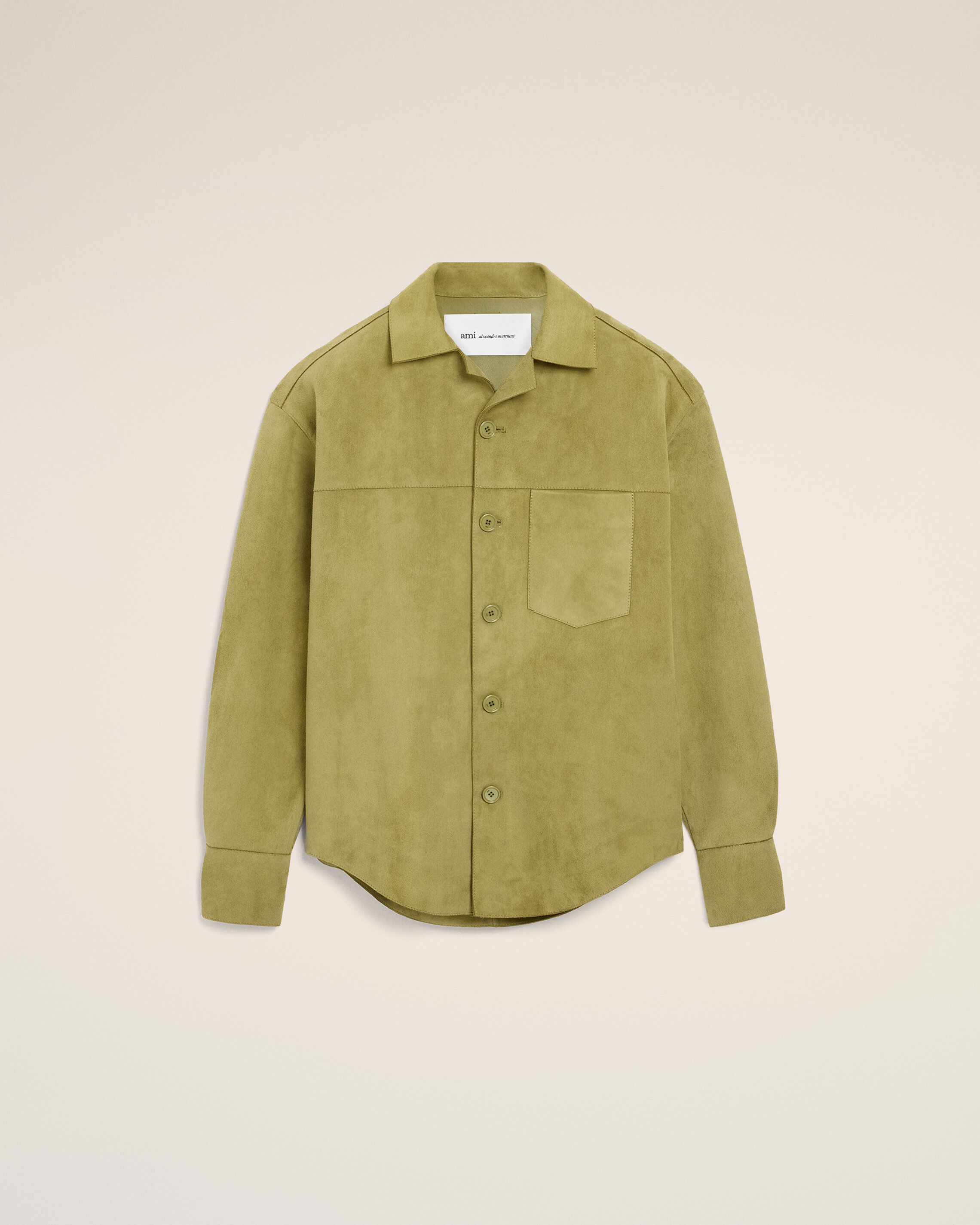 Ami Paris - Green Goat Leather Buttoned Overshirt Green - Large Leather,Leather Unisex