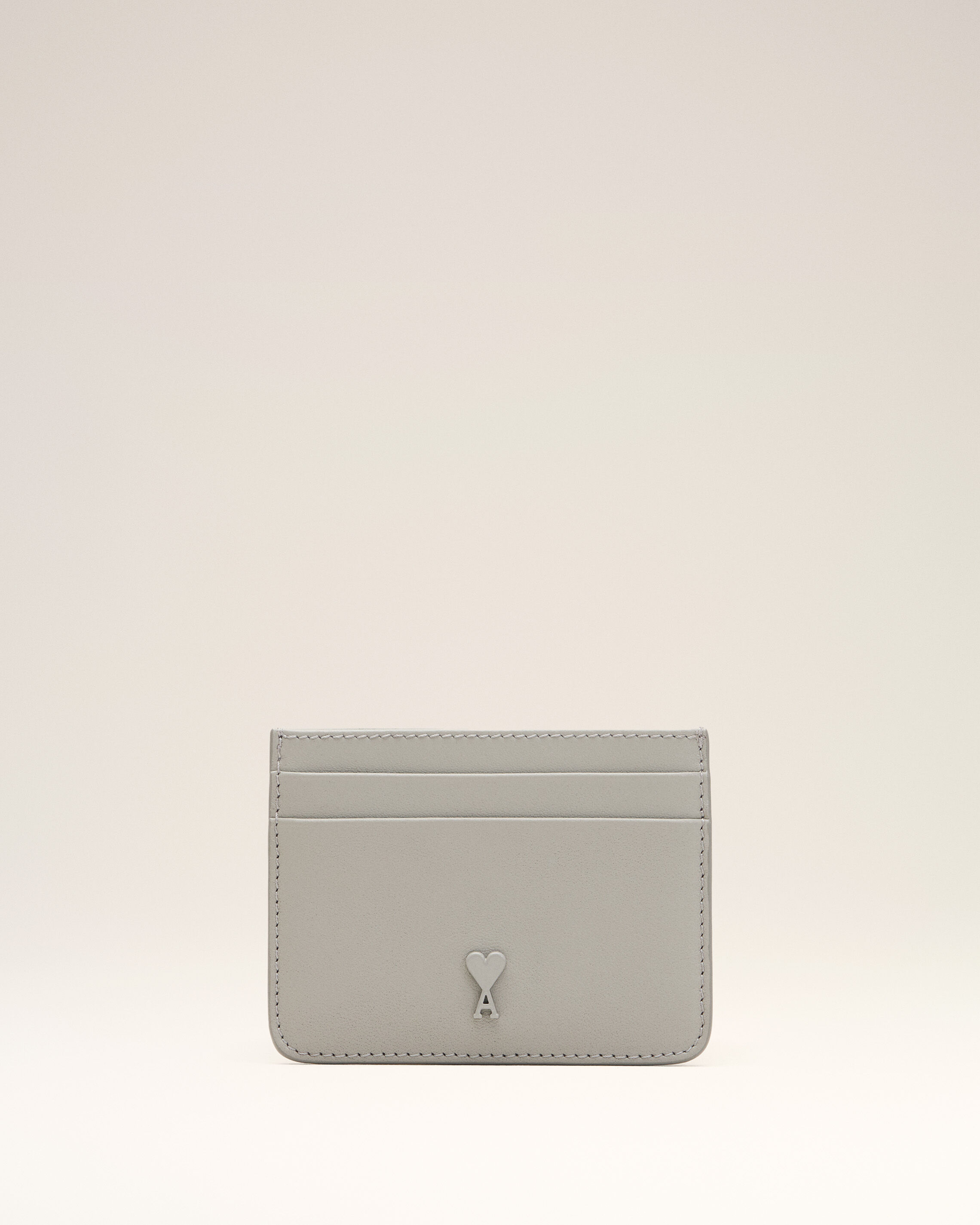 Ami Paris Unisex - Grey Cowhide Leather Ami De Coeur Card Holder Grey - Os