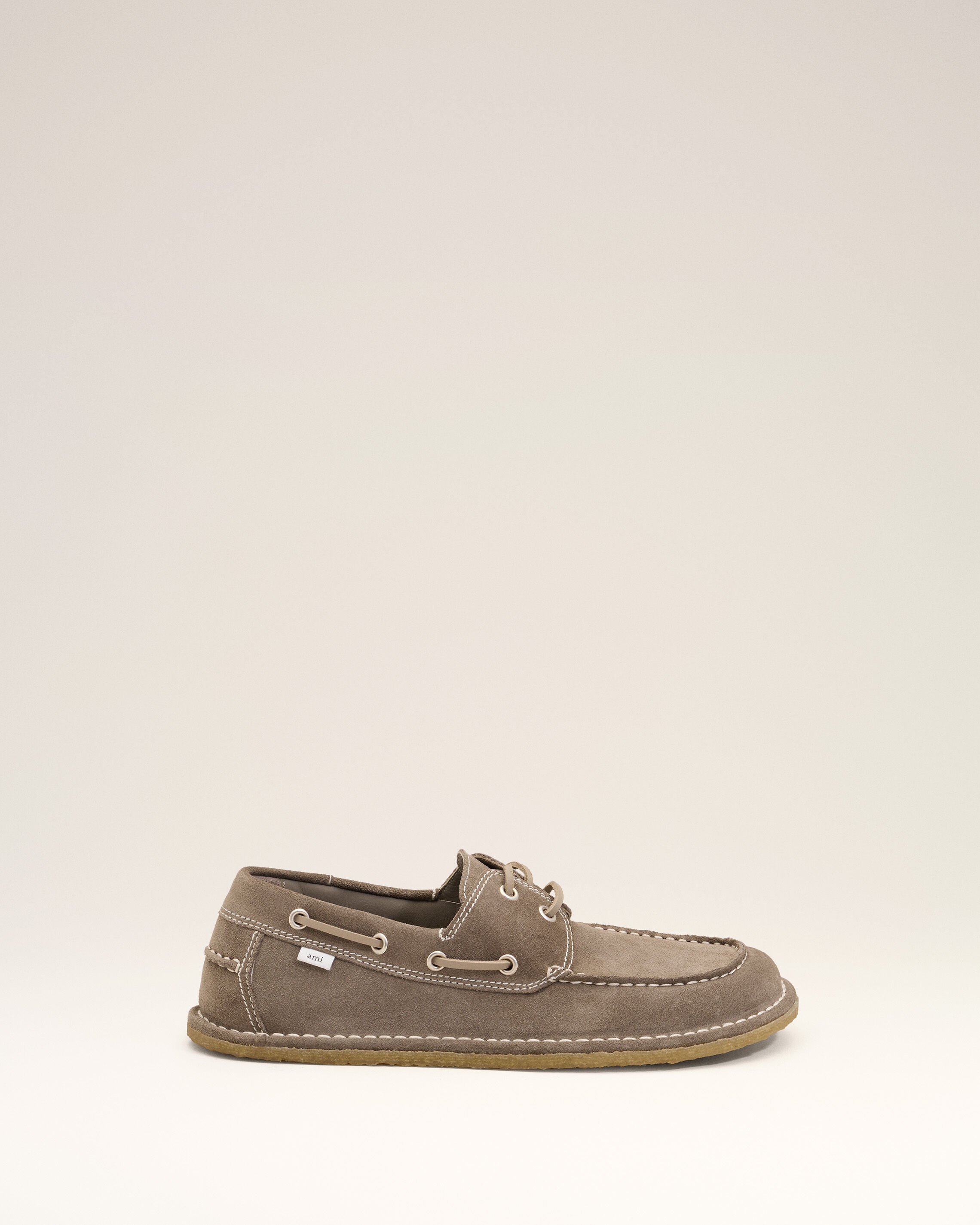 Ami Paris - Grey Cow Leather Boat Shoes Grey - 45 - Size 45 Leather,Leather Unisex