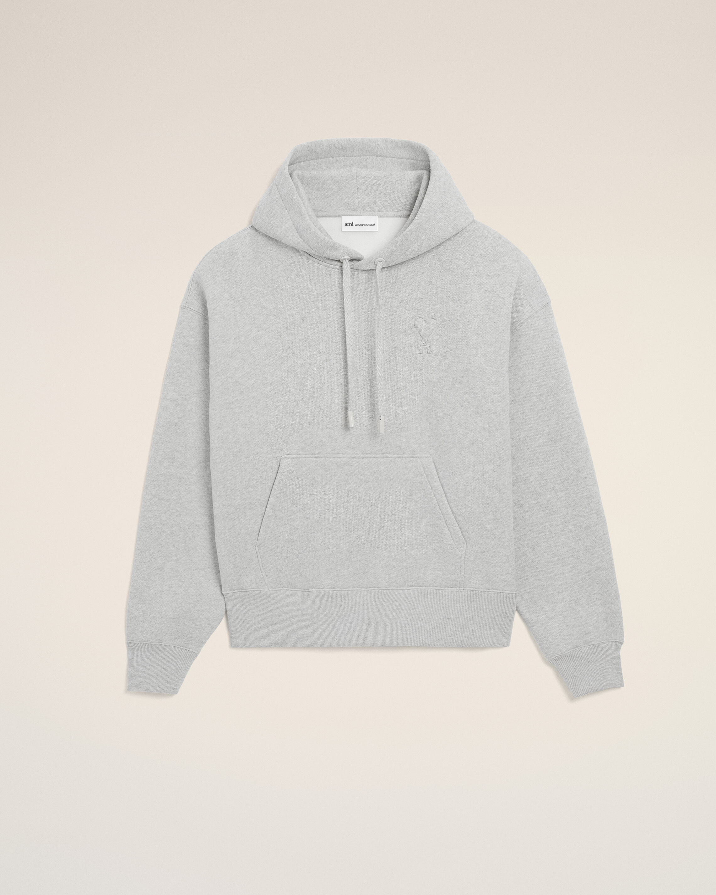Ami Paris Unisex - Grey Cotton Embossed Ami De Coeur Hoodie Grey - Xxxl