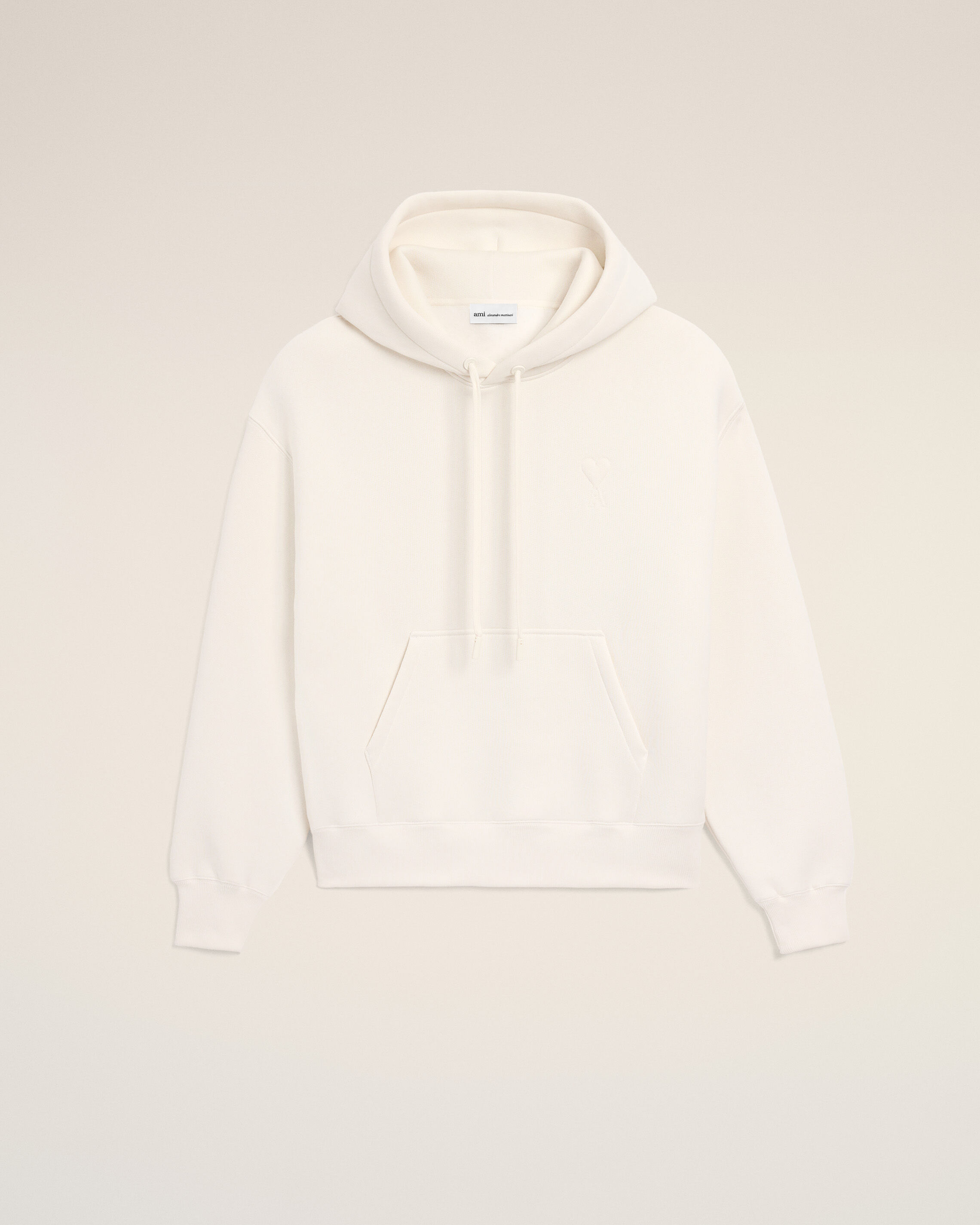 Ami Paris Unisex - White Cotton Embossed Ami De Coeur Hoodie White - Xxxl