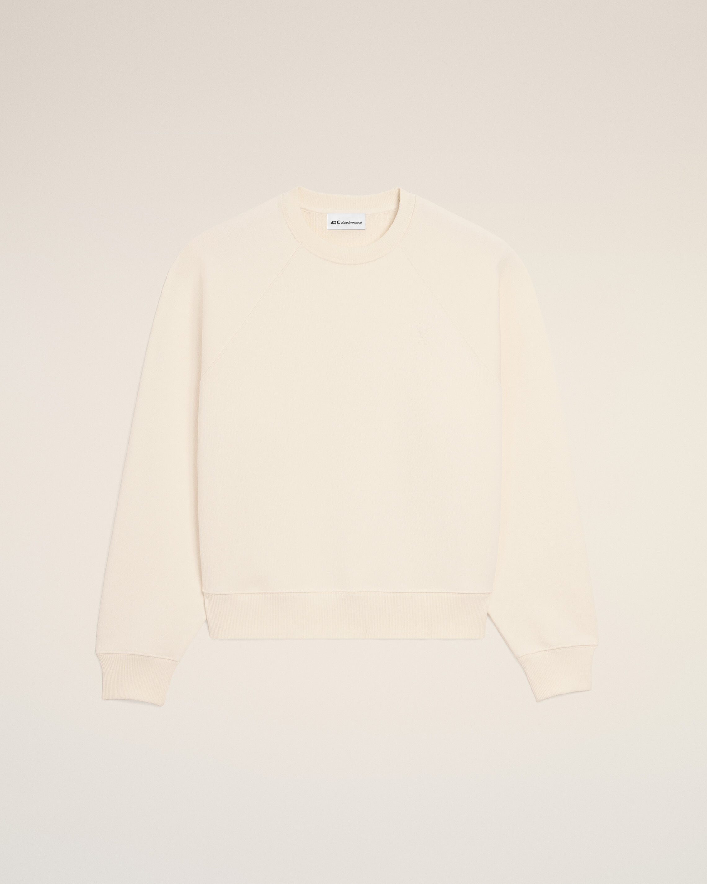 Ami Paris - White Cotton Embossed Ami De Coeur Sweatshirt White - Large Mainmaterial:cotton Collarrib:cotton/Elastane,Mainmaterial:cotton Collarrib:cotton/Elastane Unisex